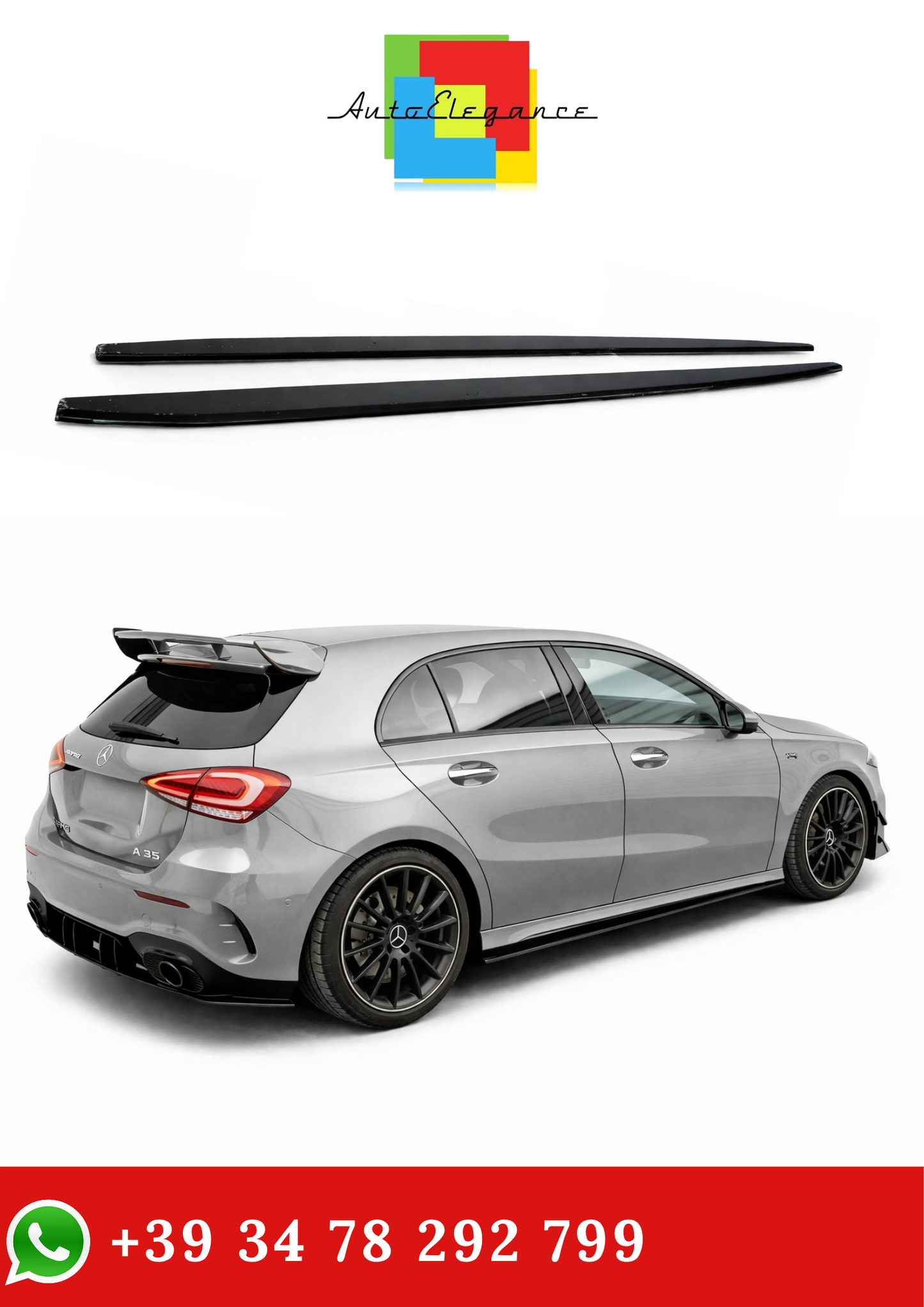 💫SOTTO MINIGONNE ADATTO PER MERCEDES CLASSE A W177 sportback nero lucido💫