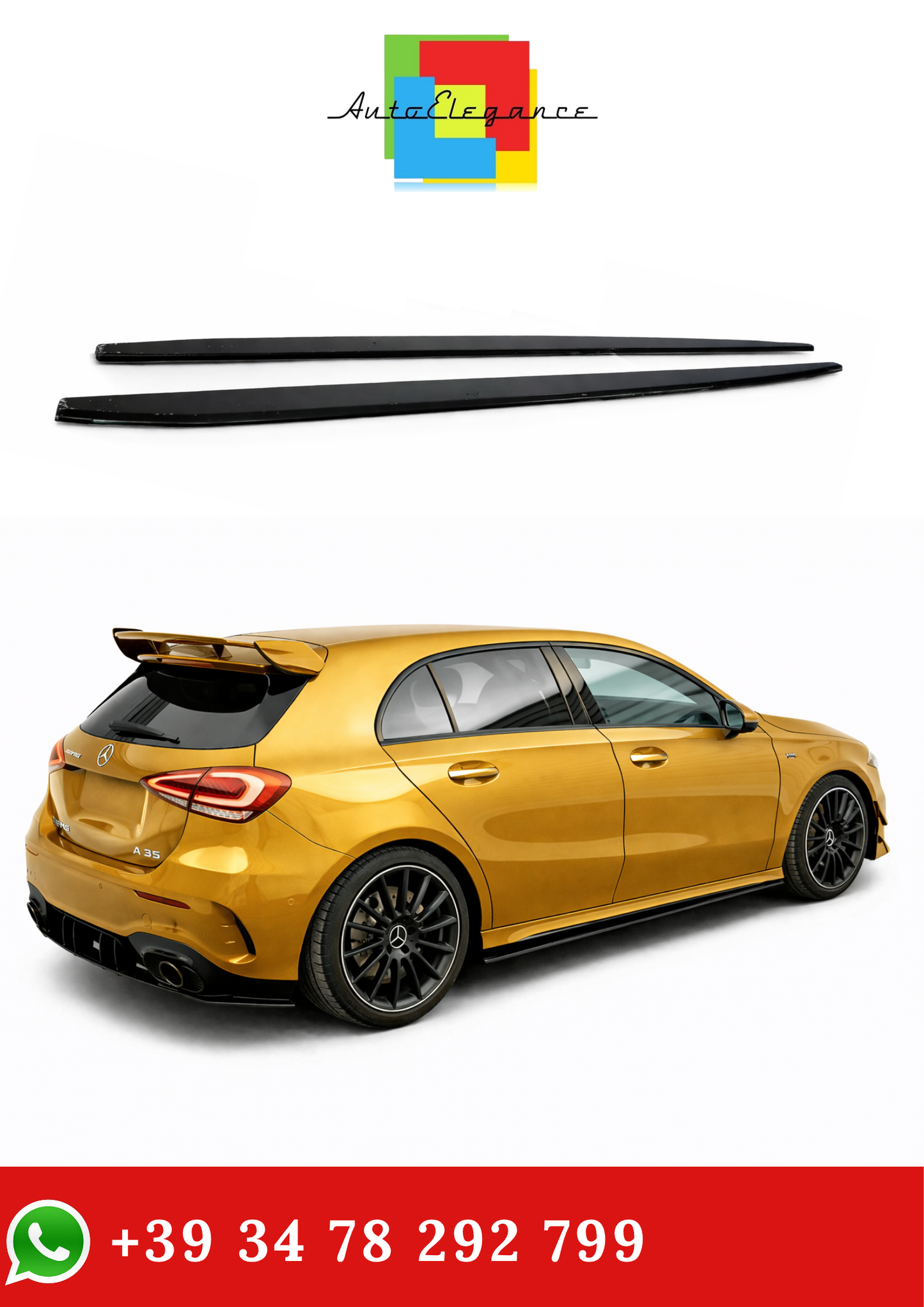 💫SOTTO MINIGONNE ADATTO PER MERCEDES CLASSE A W177 sportback nero lucido💫