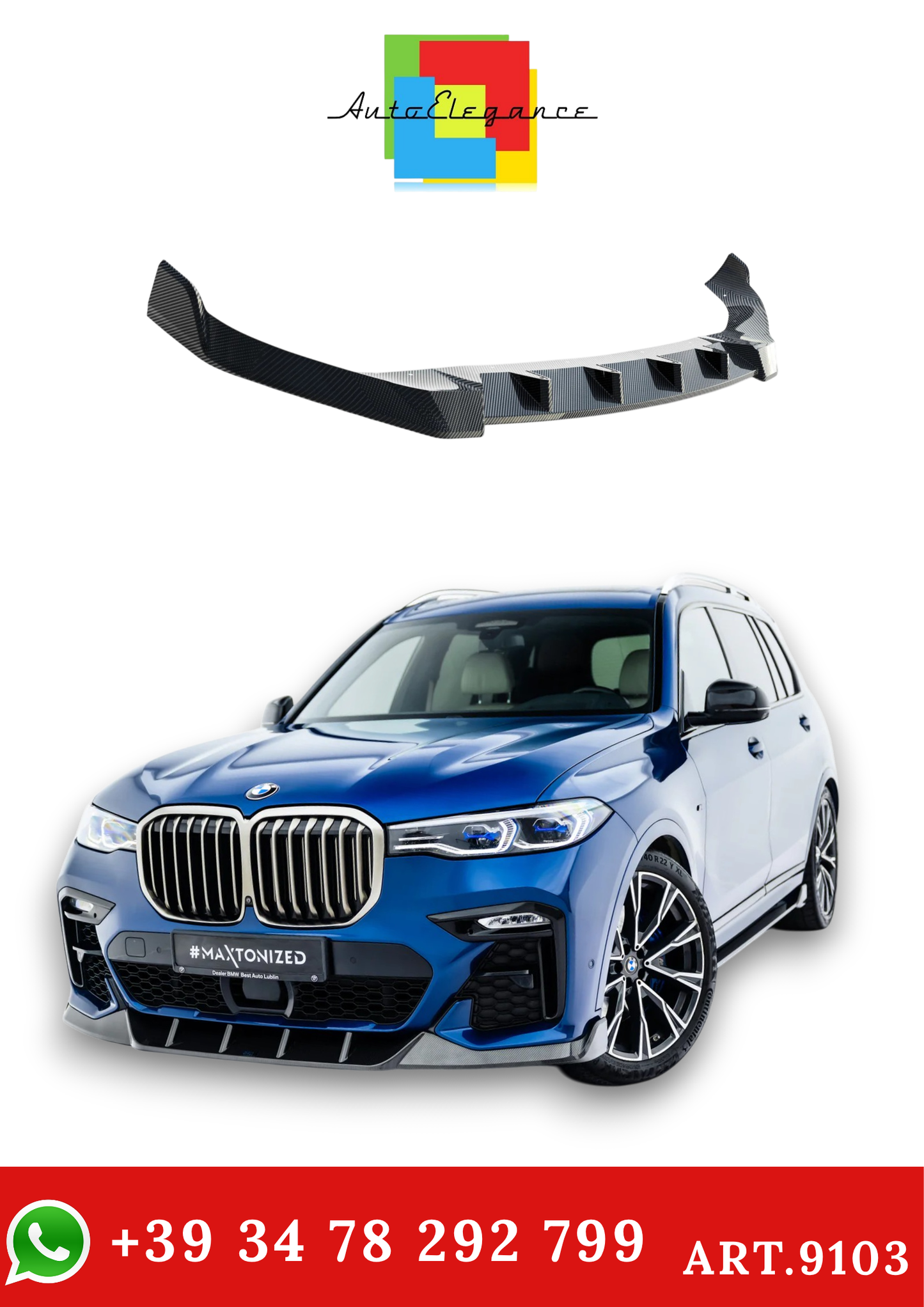 💫ART.9103 Splitter Anteriore in Fibra di Carbonio per BMW X7 M-Pack G07💫