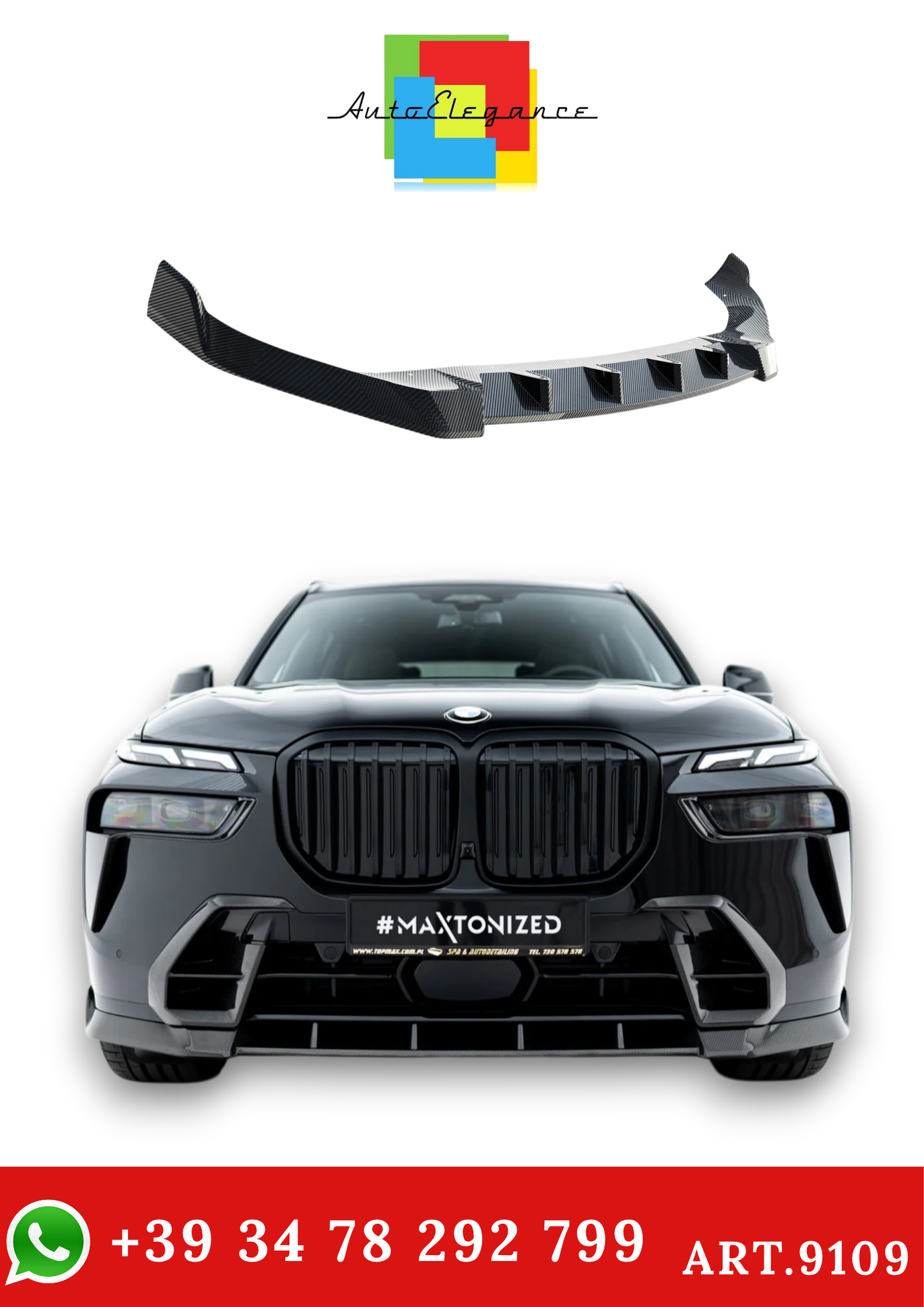💫ART.9109 Splitter Anteriore in Fibra di Carbonio per BMW X7 M-Pack G07💫