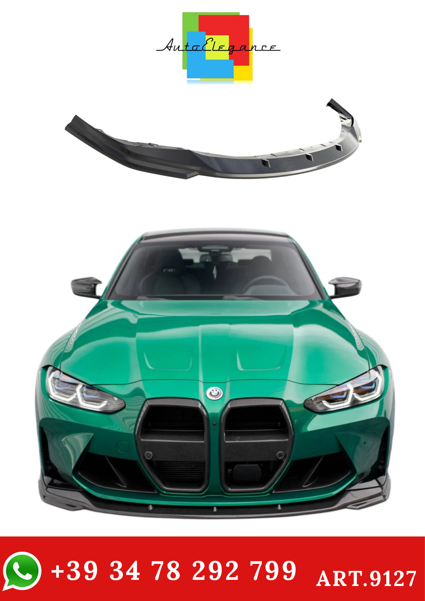 💫ART.9127 Splitter Anteriore in Fibra di Carbonio V.2 per BMW M3 G80 / G81💫