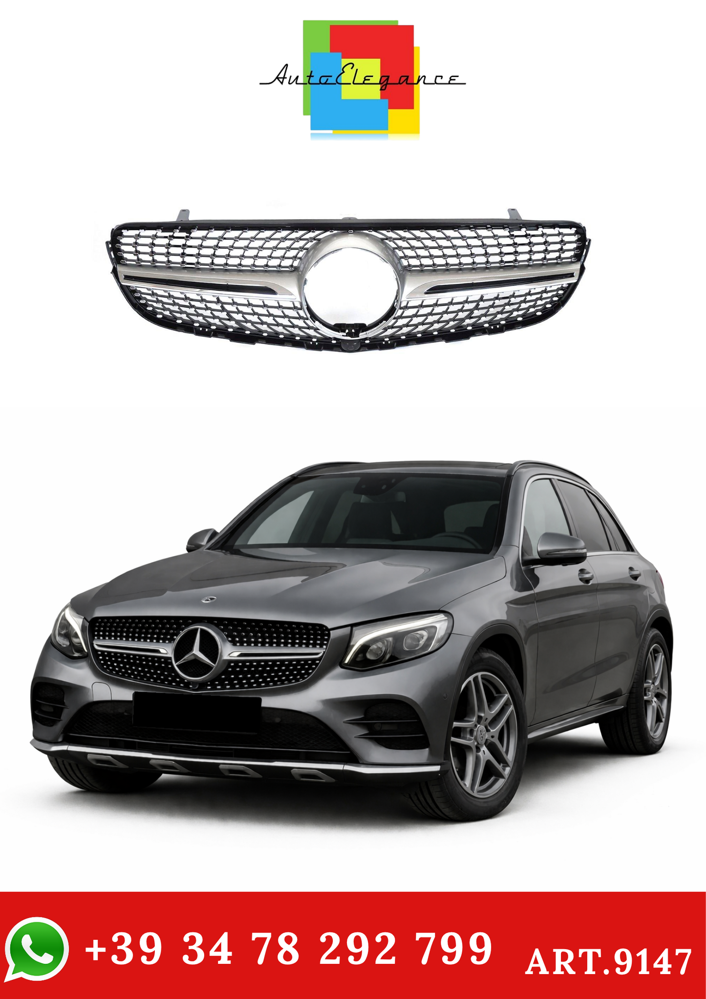 💫ART.9147 Griglia Anteriore Argento Chromato per GLC W253 2015-2018💫