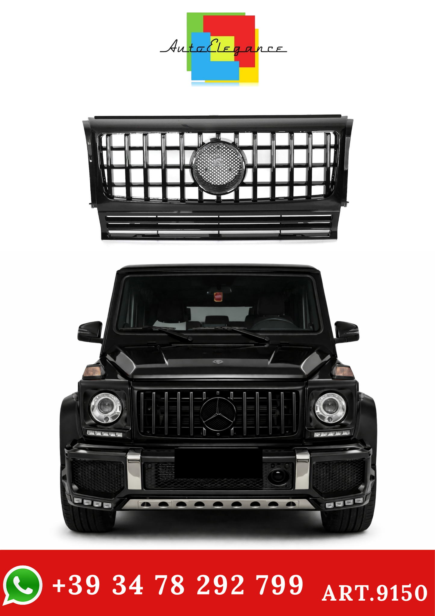 💫ART.9150 Griglia Sportiva W464 Nera adatto per MERCEDES W463 (90-12)💫