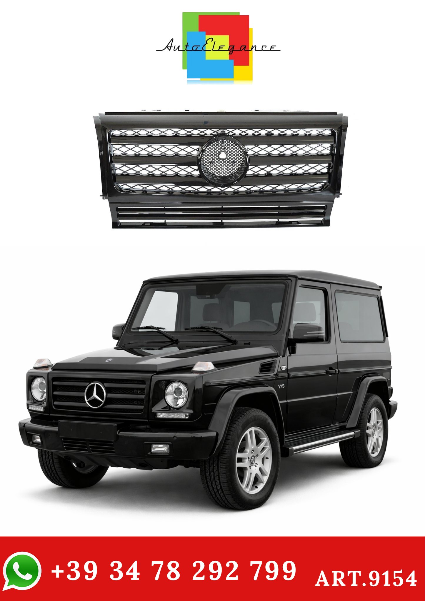 💫ART.9154 Griglia Sportiva Nera adatto per MERCEDES W463 1990-2012💫