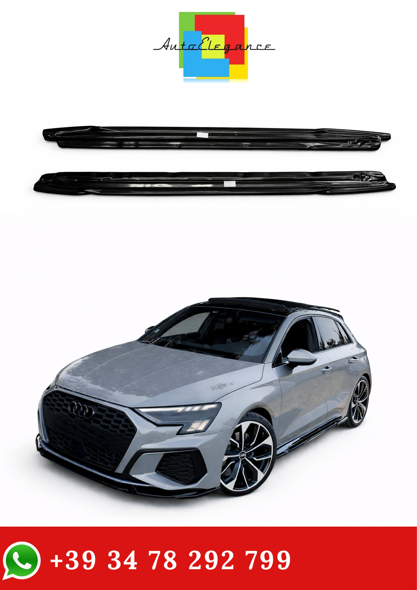 💫SOTTO MINIGONNE A3 8Y S3 2020-2024 (Sedan/Sportback) NERO LUCIDO💫