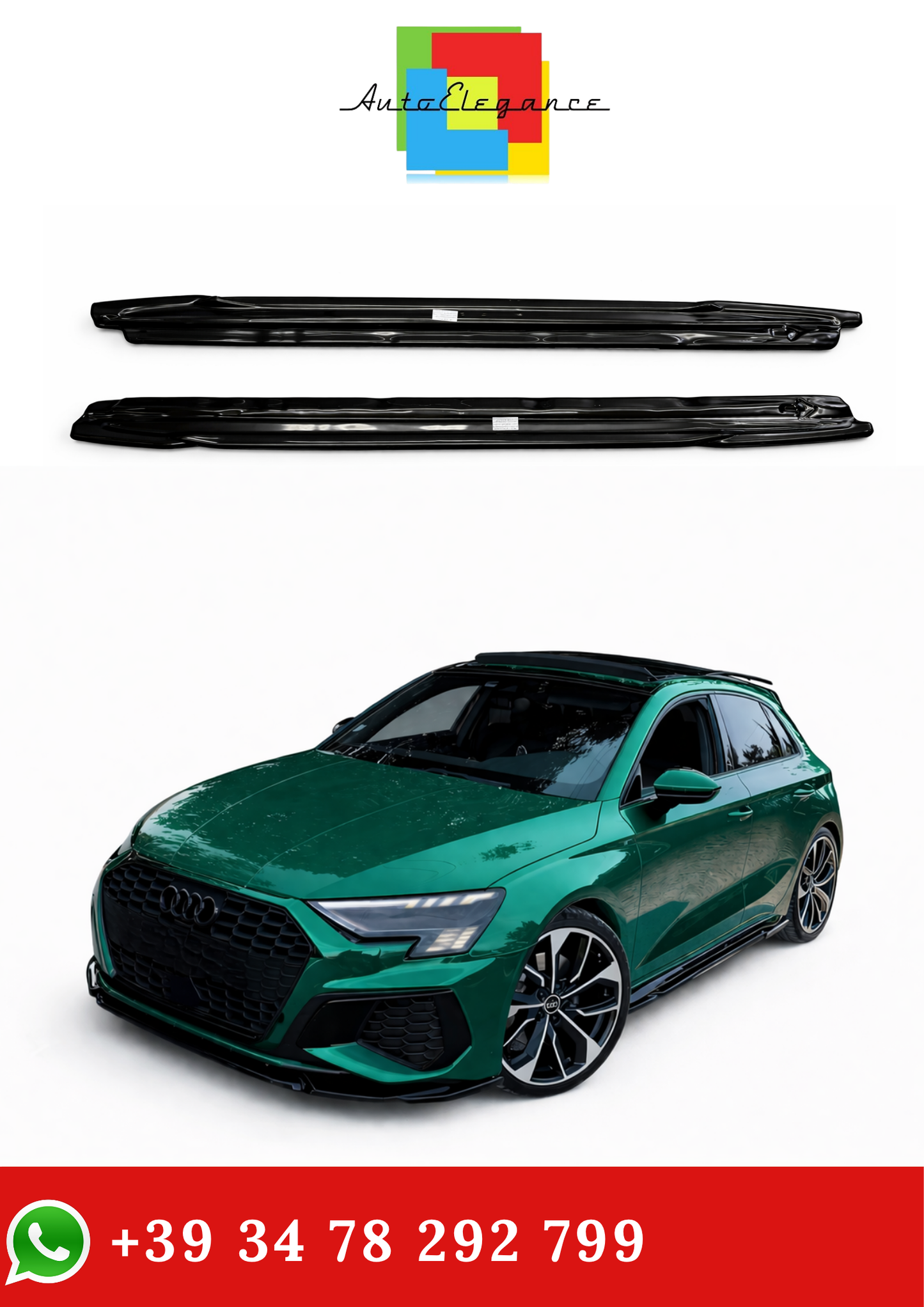 💫SOTTO MINIGONNE A3 8Y S3 2020-2024 (Sedan/Sportback) NERO LUCIDO💫
