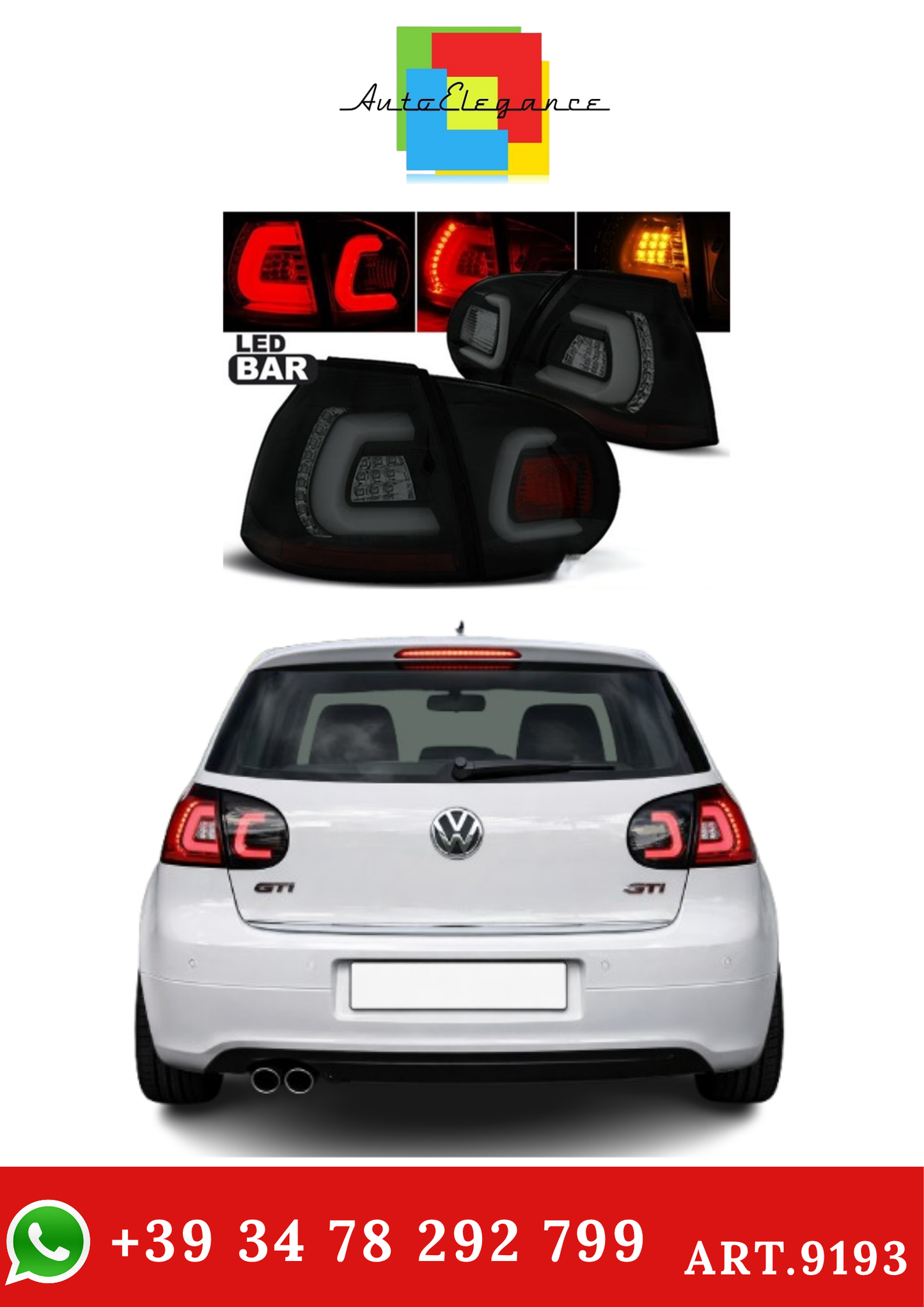 💫ART.9193 Fanali Posteriori, Finitura Nero Fumé, per VW Golf 5 (10.03-09)💫