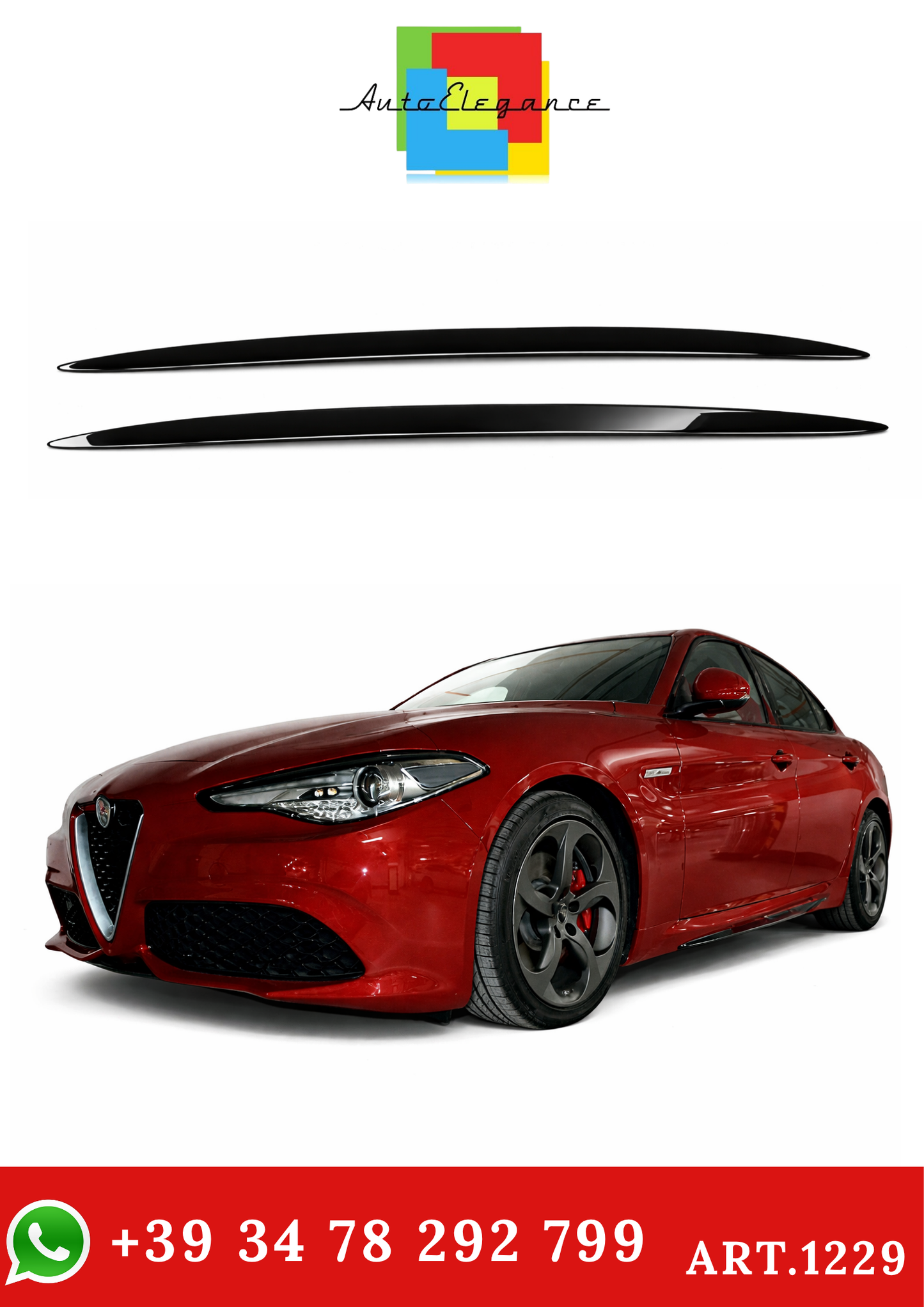 💫art.1229 Sotto Minigonne Nero Lucido per Alfa Romeo Giulia Sport 2015-2022💫