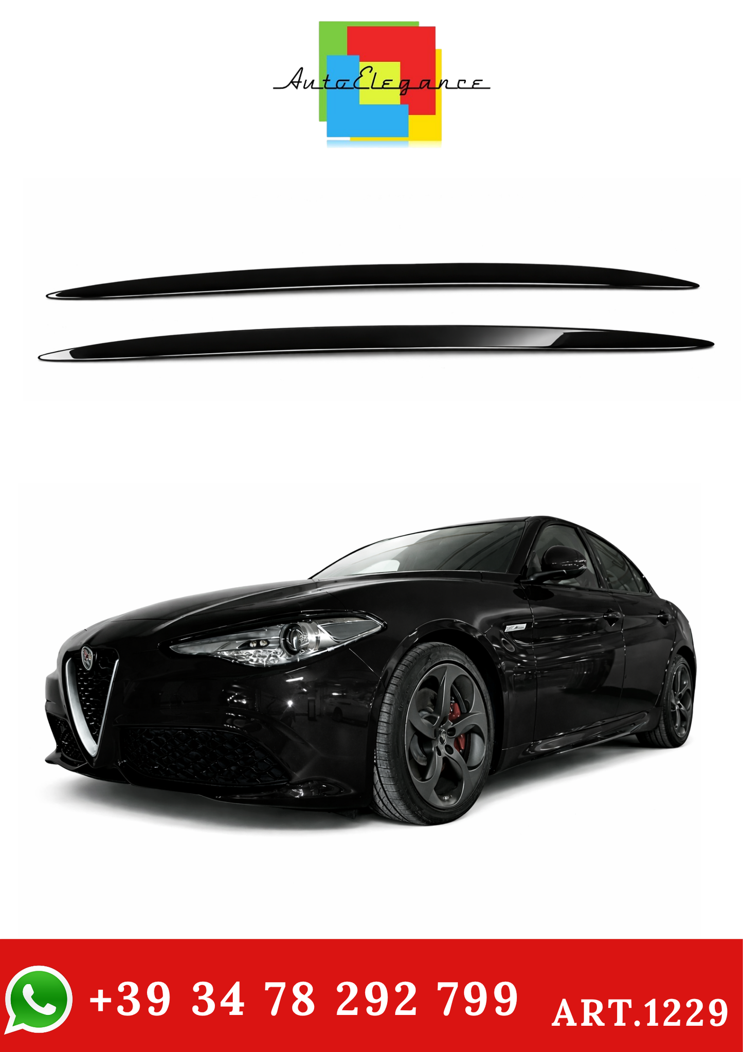 💫art.1229 Sotto Minigonne Nero Lucido per Alfa Romeo Giulia Sport 2015-2022💫