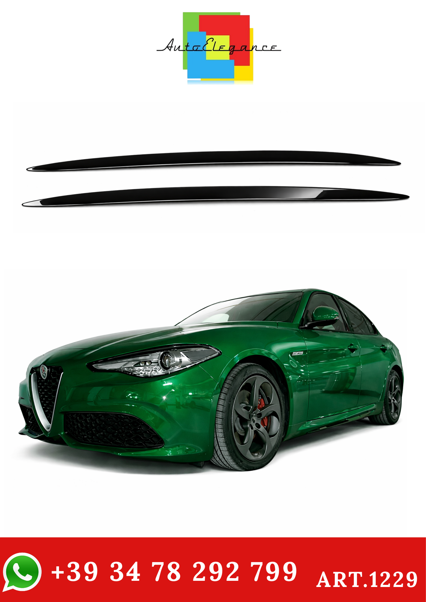 💫art.1229 Sotto Minigonne Nero Lucido per Alfa Romeo Giulia Sport 2015-2022💫