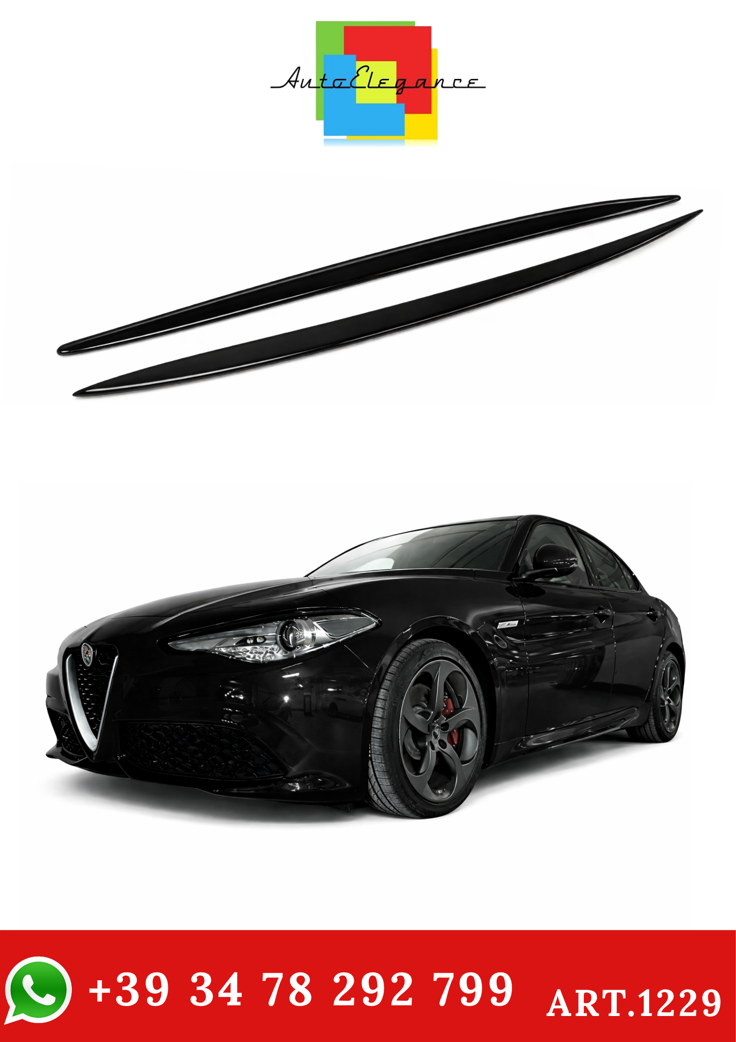 💫art.1229 Sotto Minigonne Nero Lucido per Alfa Romeo Giulia Sport 2015-2022💫