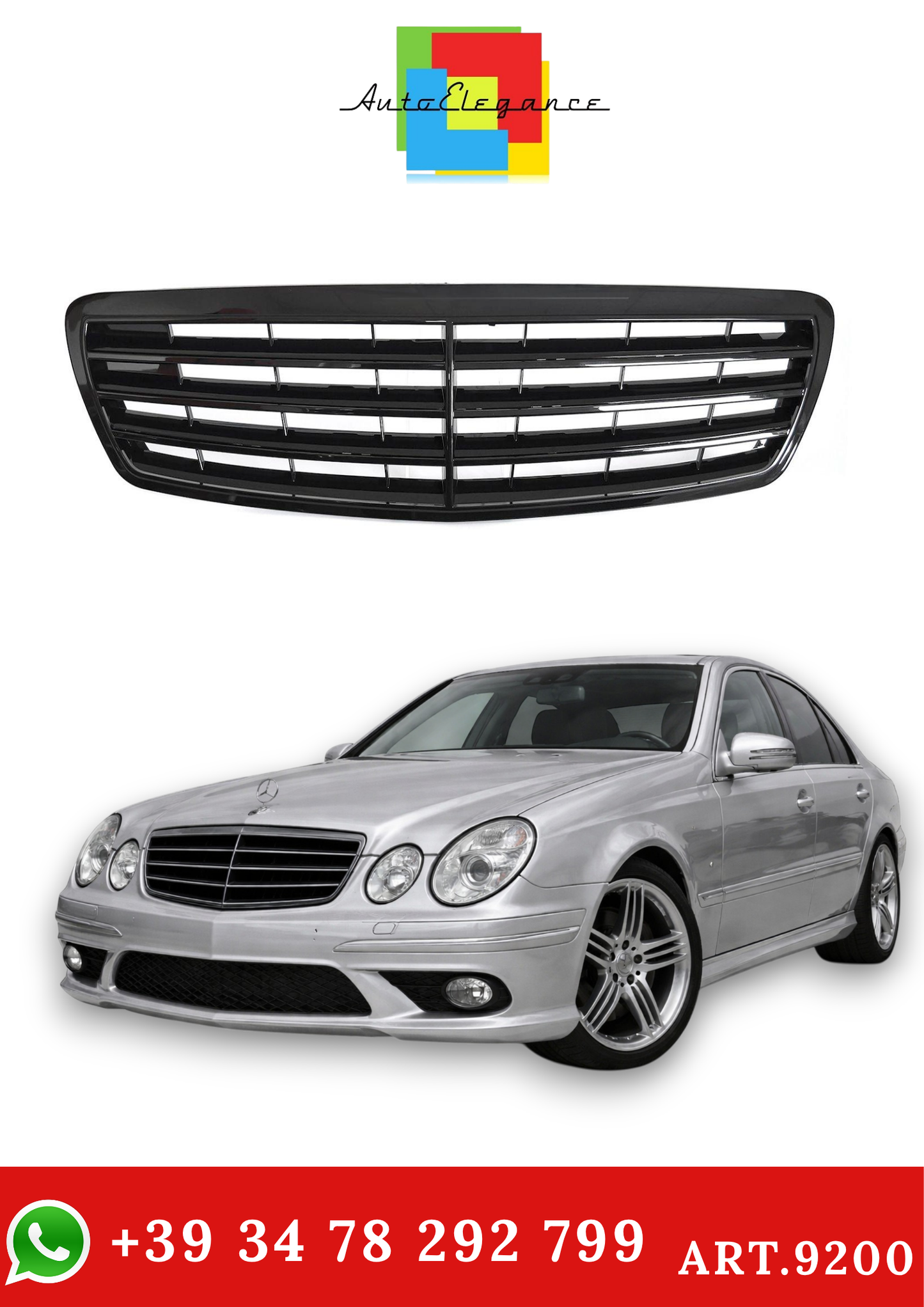 💫ART.9200 Griglia Nero Lucido per MERCEDES W211 / S211 2002-2006💫