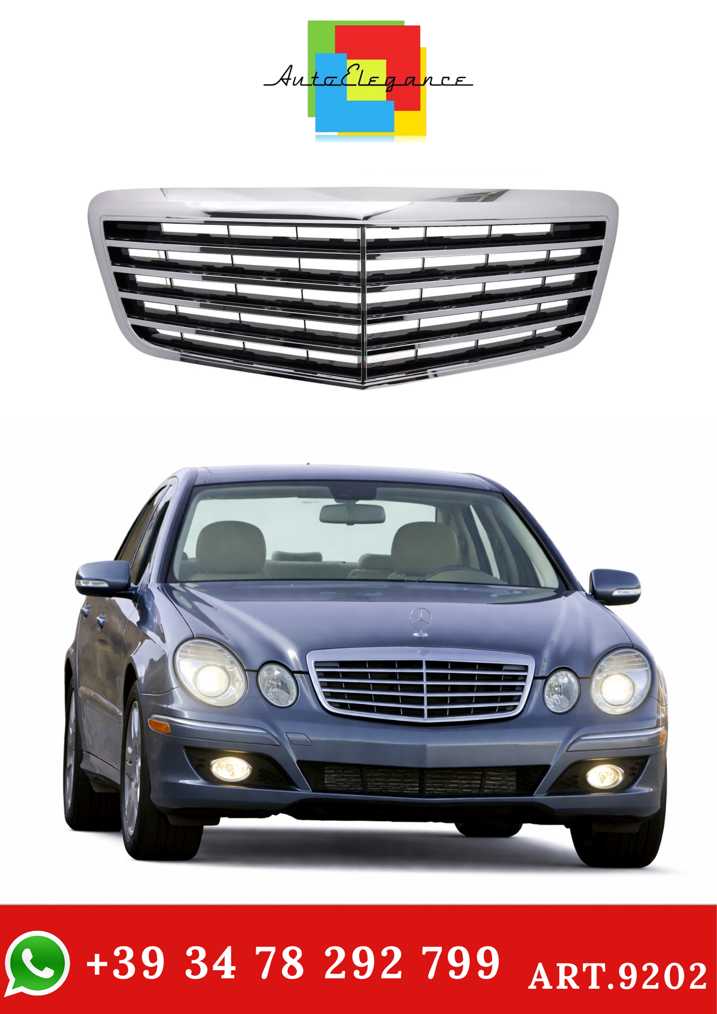 💫ART.9202 Griglia Nero Chromato per MERCEDES W211 / S211 2006-2009💫