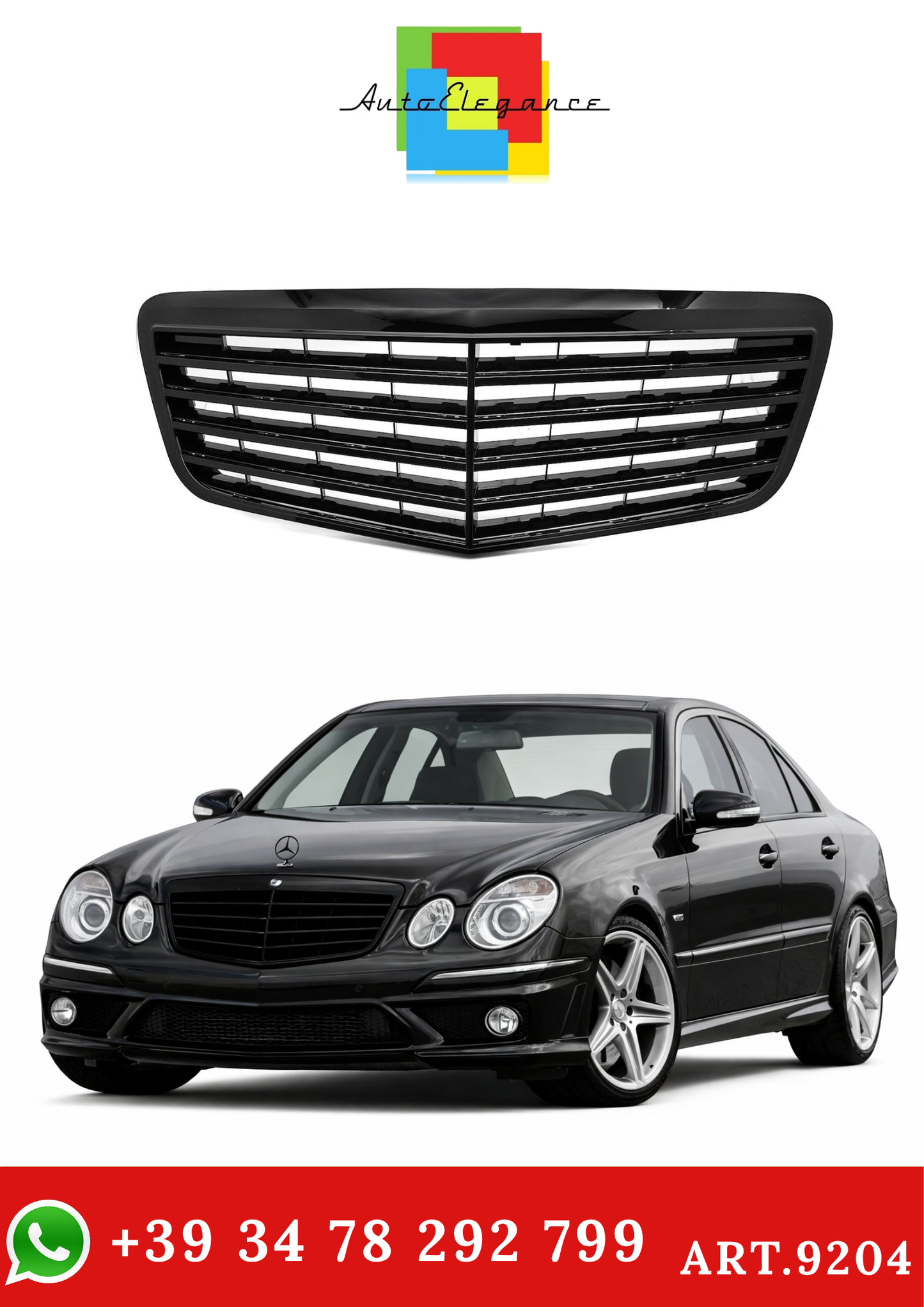 💫ART.9204 Griglia Nero Lucido per MERCEDES W211 / S211 2006-2009💫