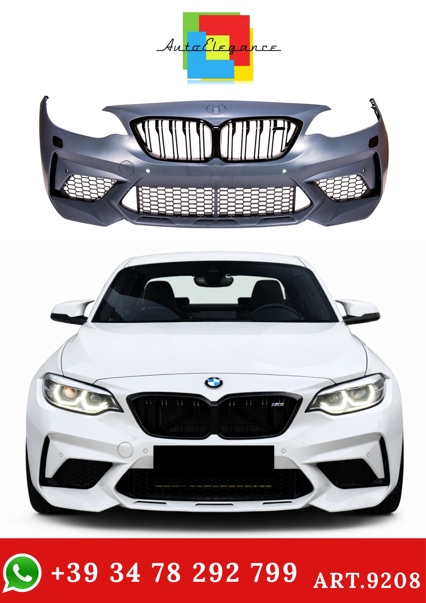 💫ART.9208 Paraurti Anteriore in stile M2C con SRA per BMW Serie 2 (F22, F23) 2012+💫