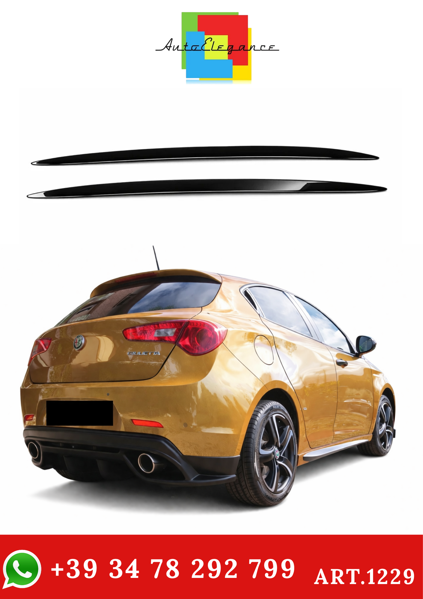 💫art.1229 Sotto Minigonne Nero Lucido per Alfa Romeo Giulietta💫