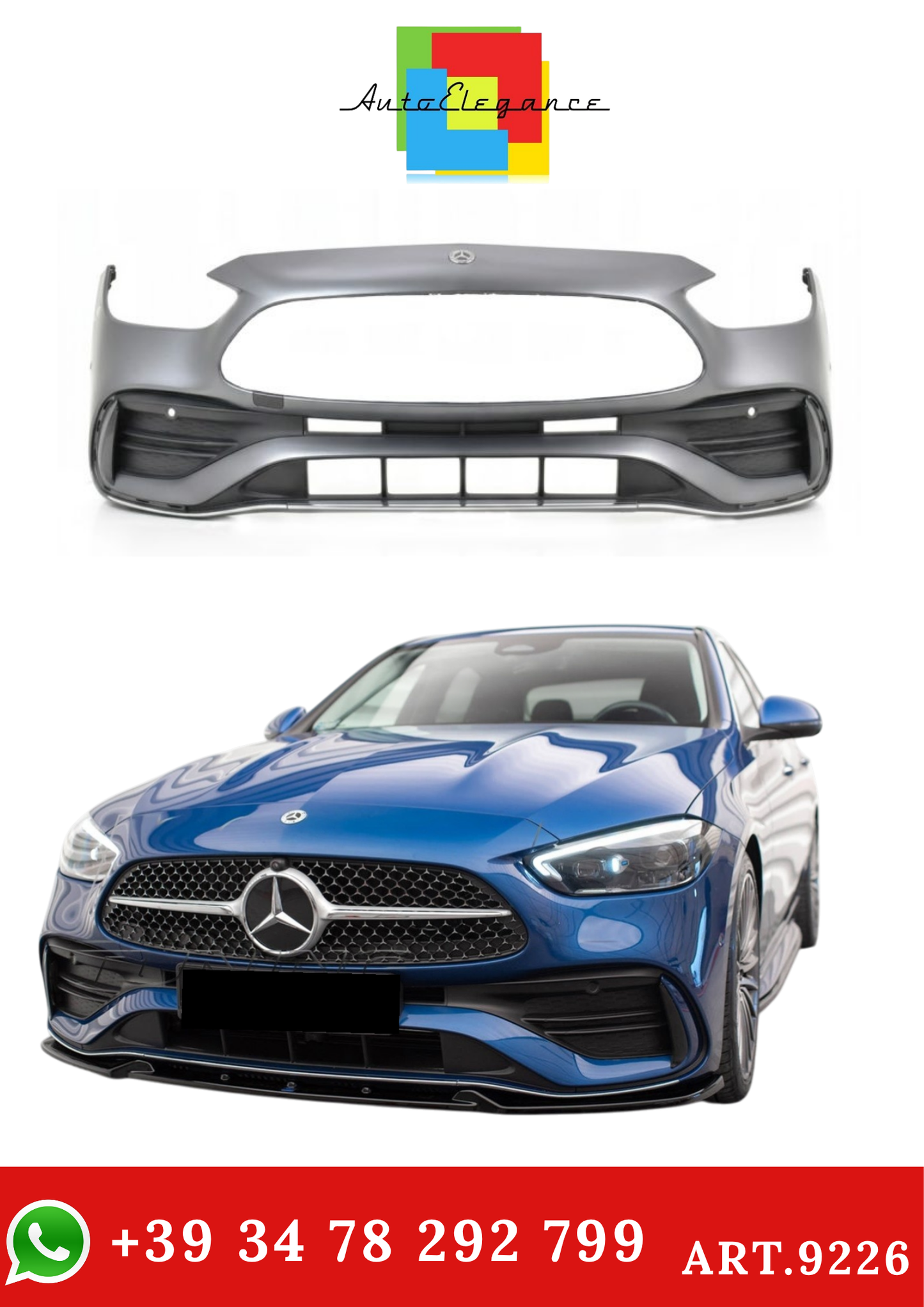 💫ART.9226 Paraurti Anteriore Stile AMG-Line/C43 per Classe C W206 2021💫