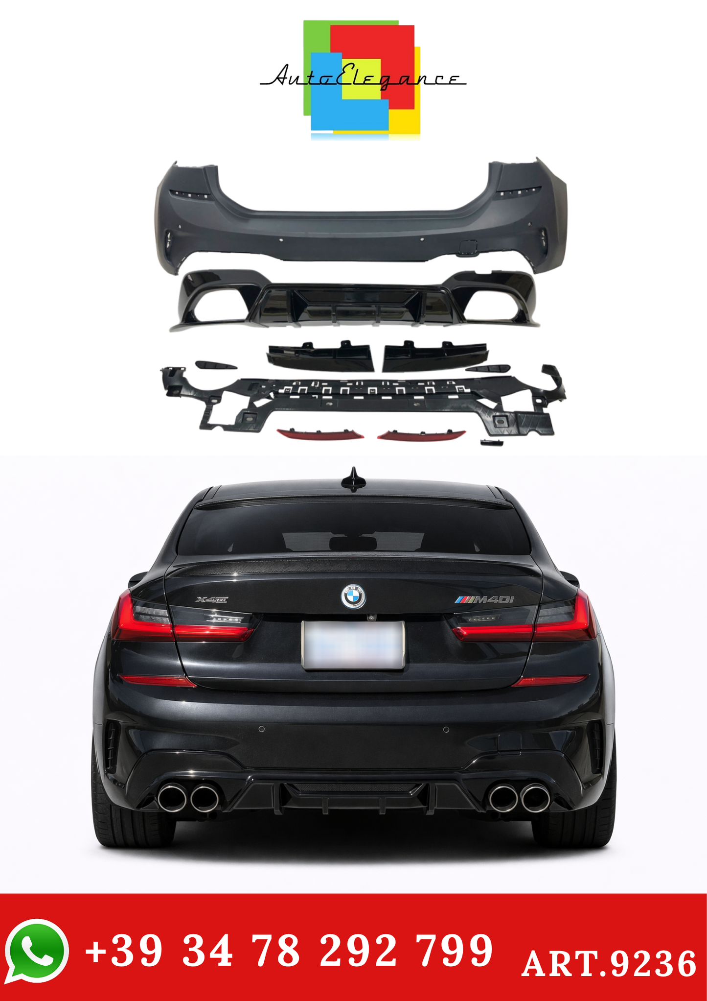 💫ART.9236 Paraurti Posteriore adatto per BMW G21 stile M3 Competition💫