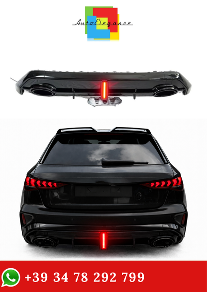 💫DIFFUSORE CON LED PER Audi A3 Sline  RS3 2025+ NERO LUCIDO💫