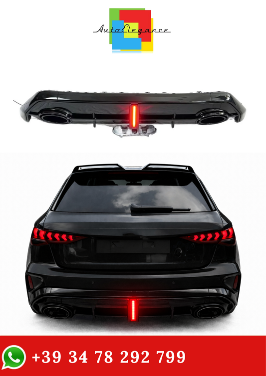 💫DIFFUSORE CON LED PER Audi A3 Sline  RS3 2025+ NERO LUCIDO💫