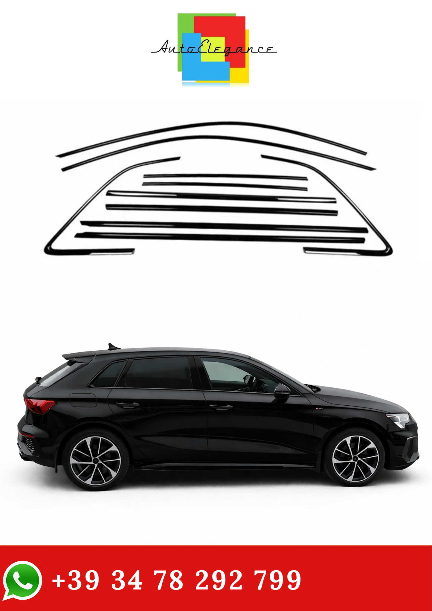 💫Finestrini Profili Cornice Nero per A3 8Y 2020 - 2024 (10 pezzi)💫