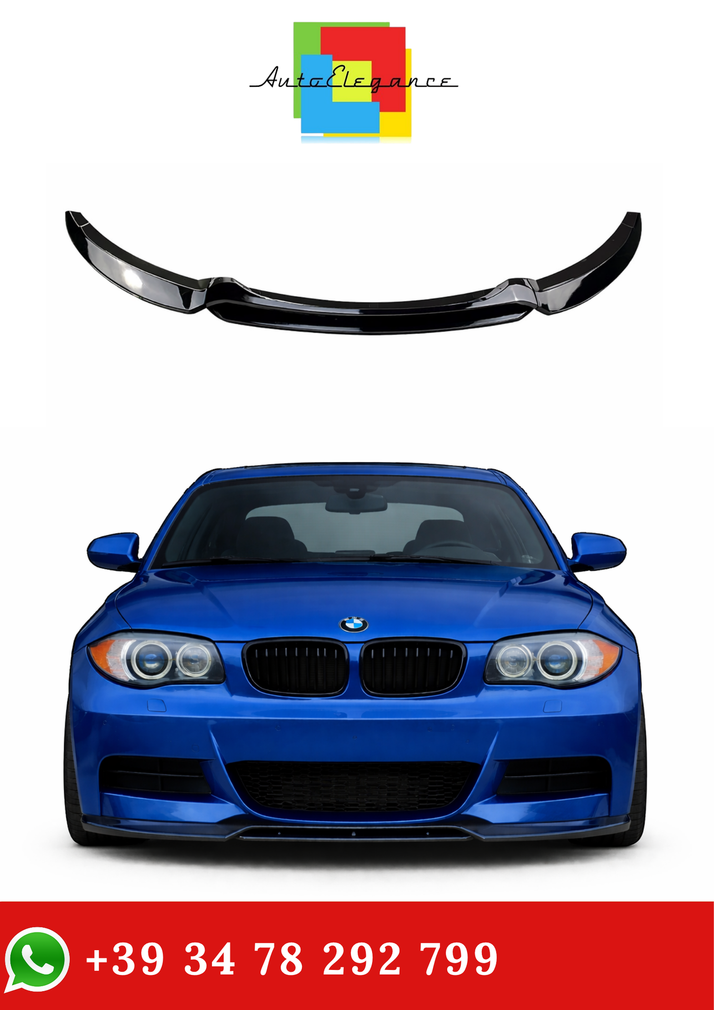 💫Splitter Anteriore Nero Lucido in ABS per BMW Serie 1 E82 E88 M-Pack💫