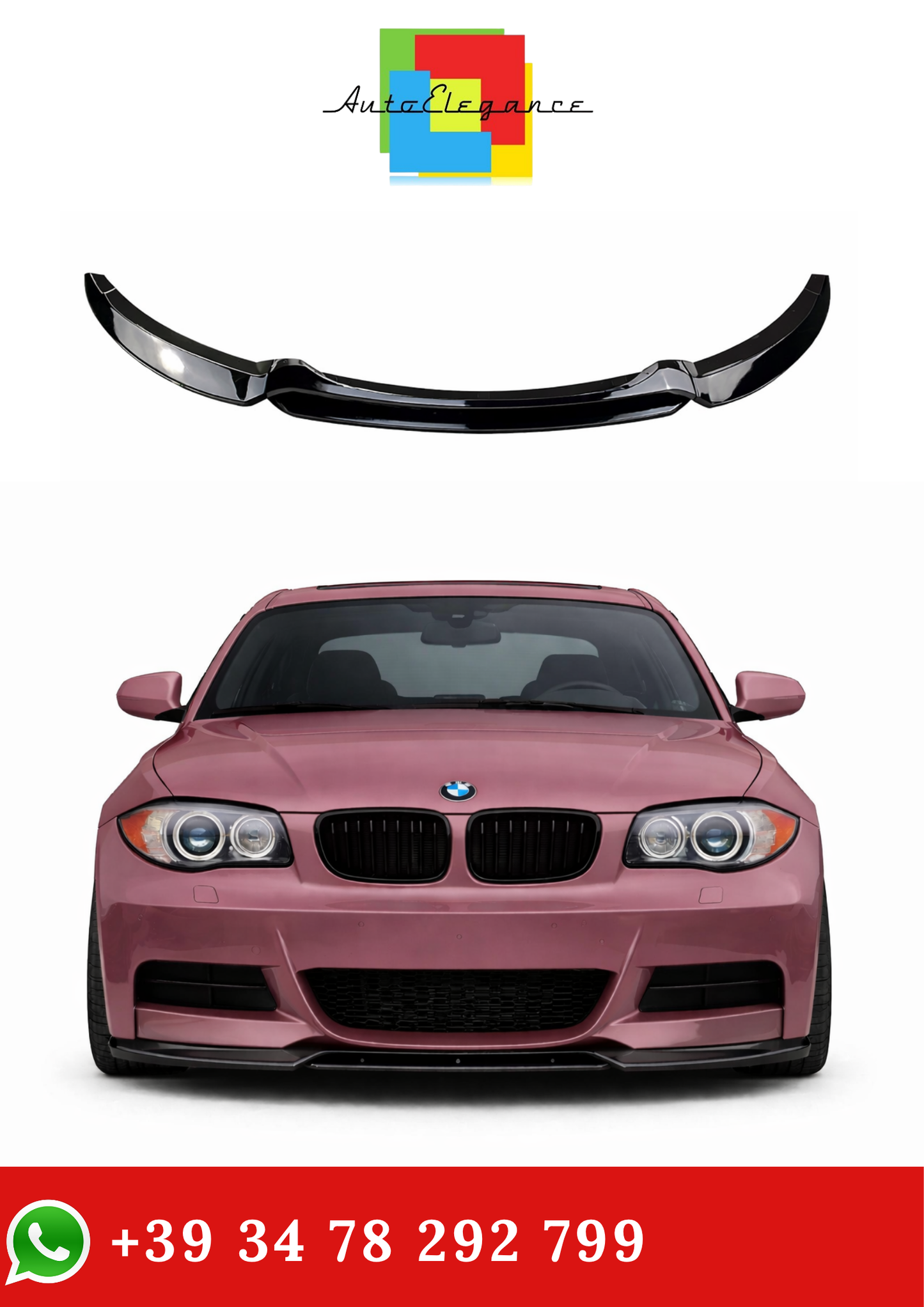 💫Splitter Anteriore Nero Lucido in ABS per BMW Serie 1 E82 E88 M-Pack💫