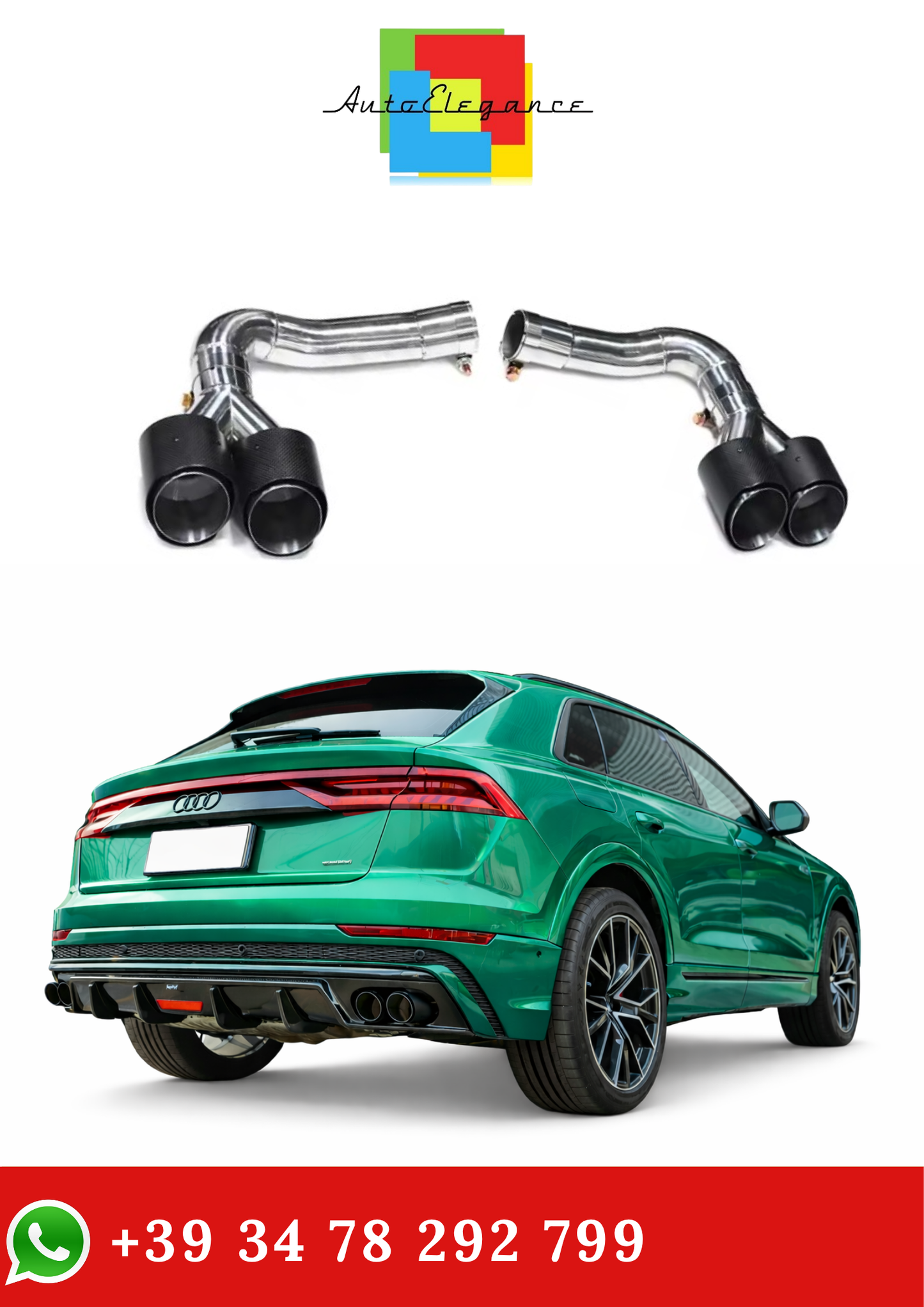 💫Terminali di Scarico Stile SQ8 Quad in Carbonio per Audi Q8 2019-2023💫