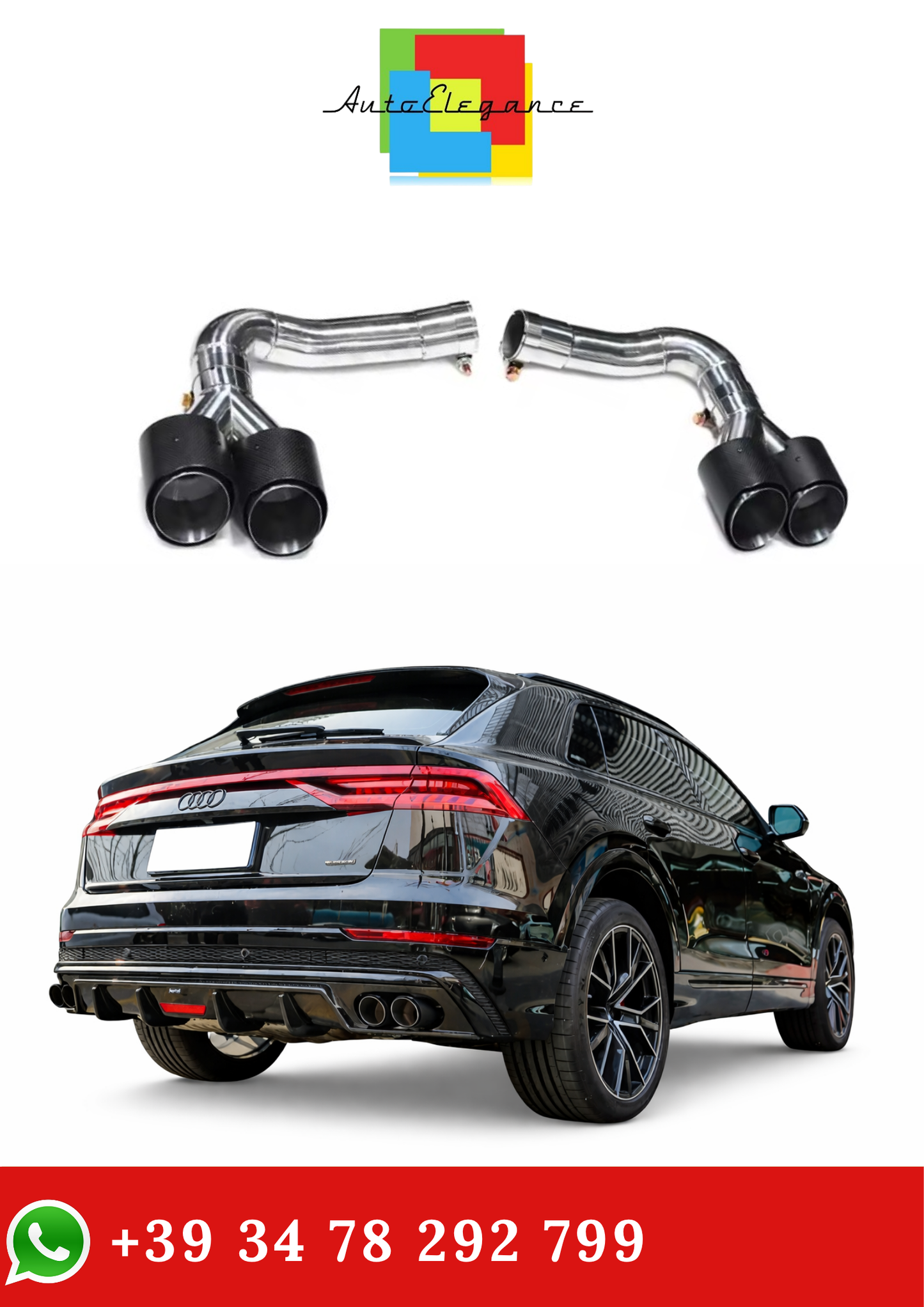 💫Terminali di Scarico Stile SQ8 Quad in Carbonio per Audi Q8 2019-2023💫