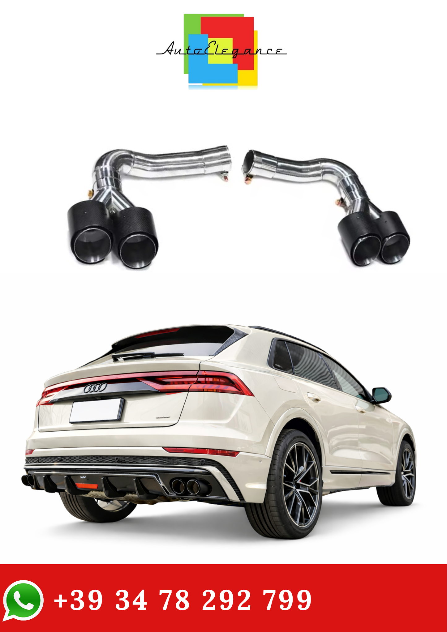 💫Terminali di Scarico Stile SQ8 Quad in Carbonio per Audi Q8 2019-2023💫