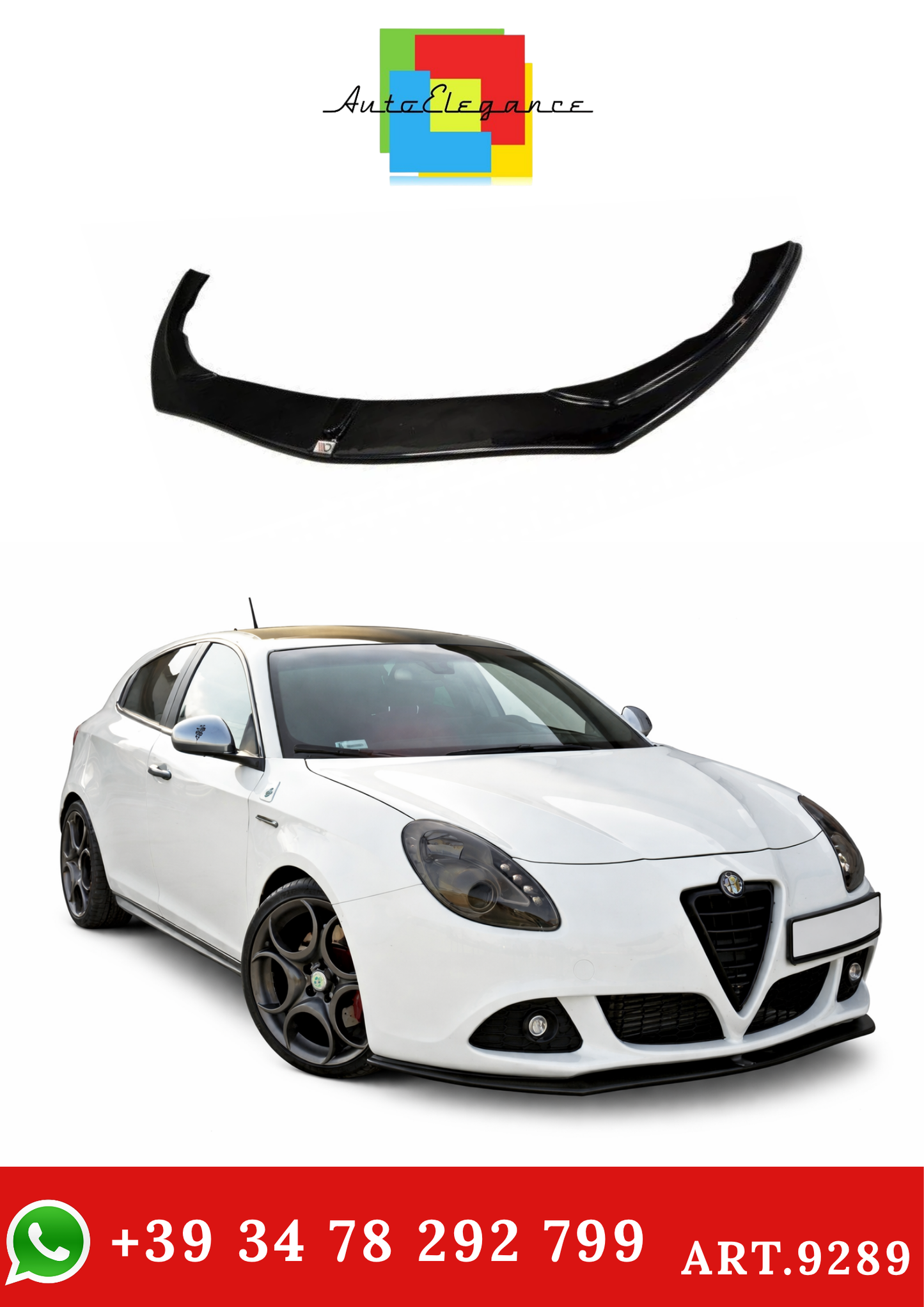 💫ART.9289 Splitter Anteriore V.1 Nero Lucido per Alfa Romeo Giulietta 2010+💫