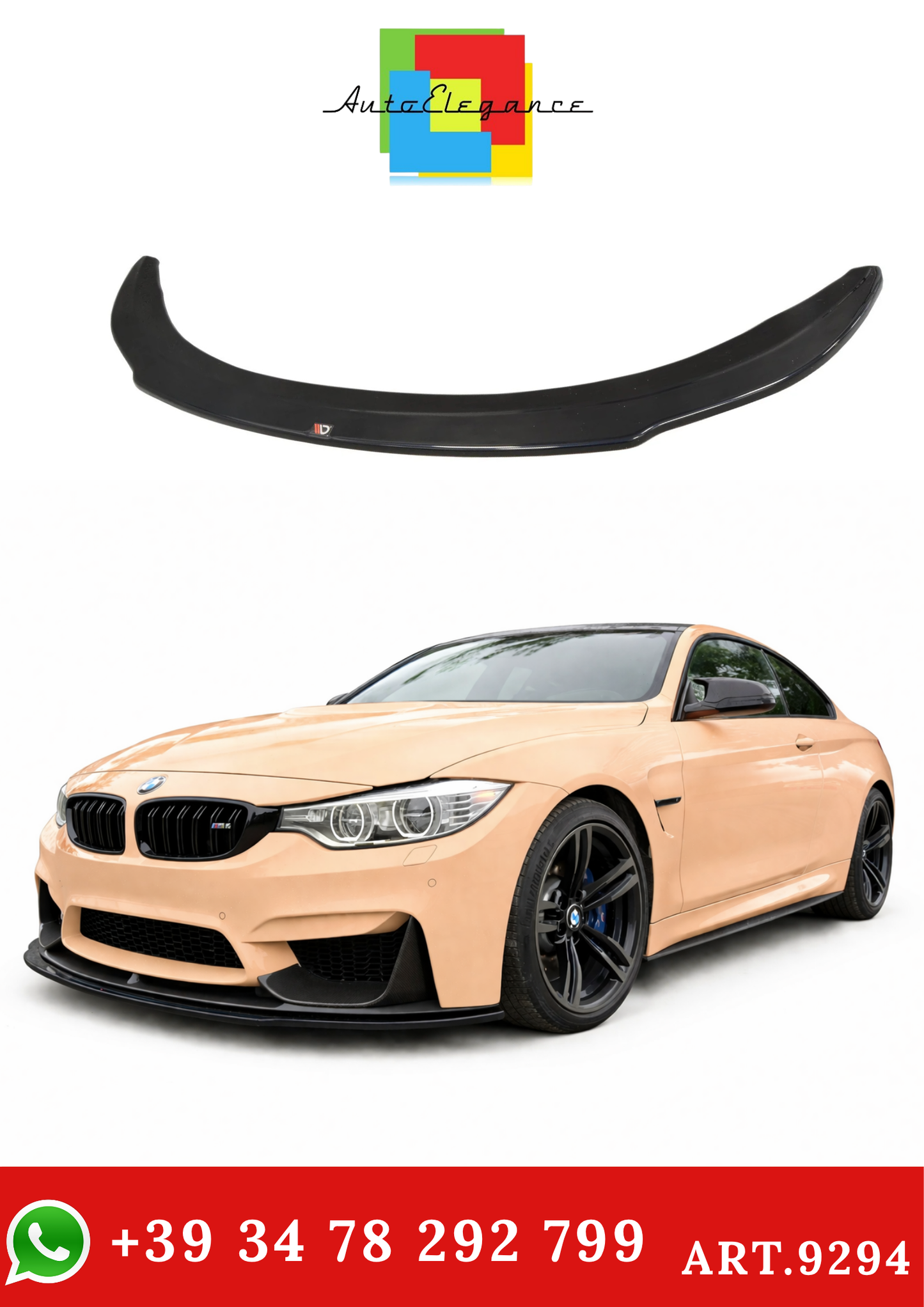 💫ART.9294 Splitter Anteriore Nero Lucido per BMW M4 F82 M-Performance💫