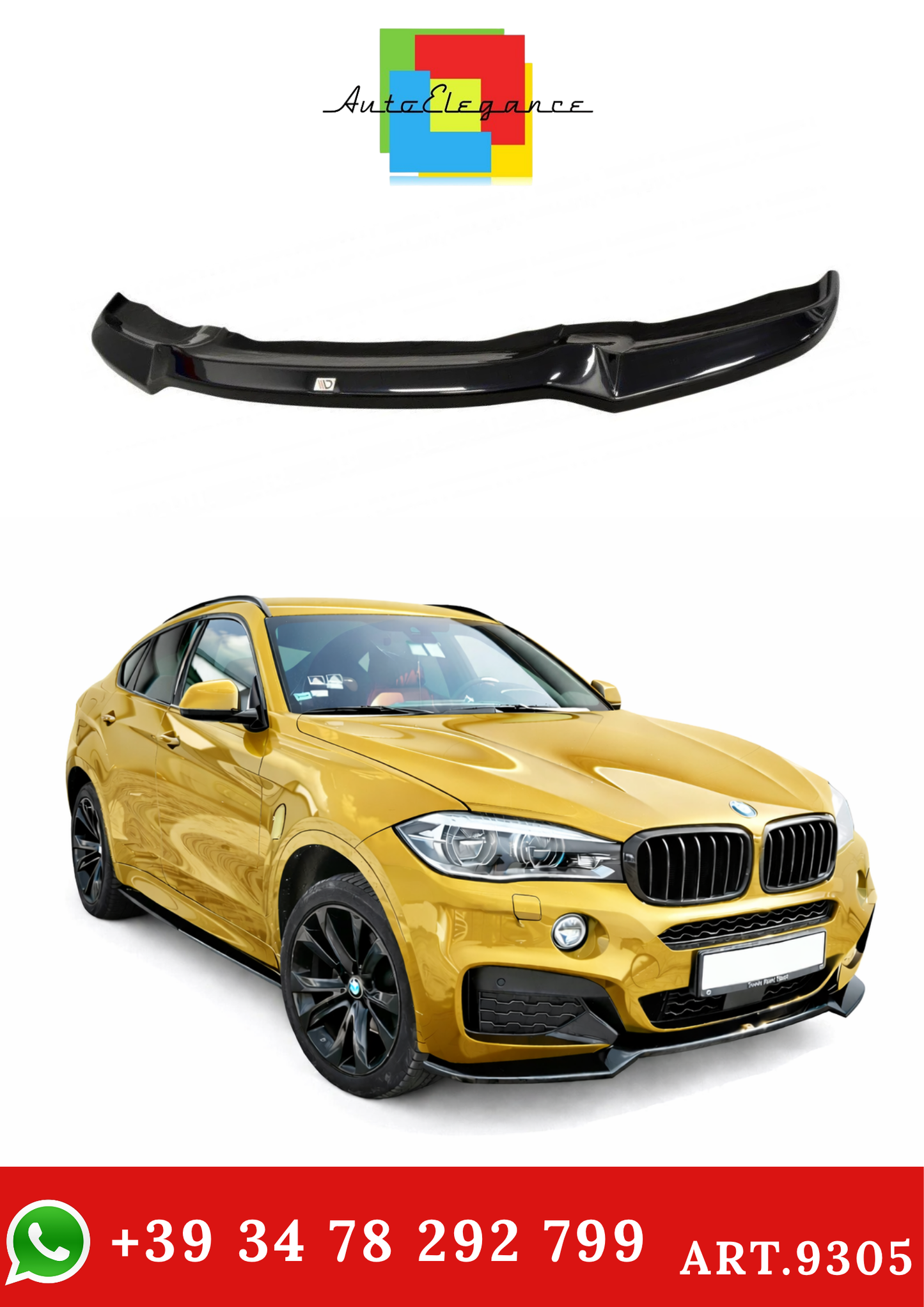 💫ART.9305 SPLITTER ANTERIORE v.1 NERO LUCIDO per BMW X6 F16 M-PACK💫