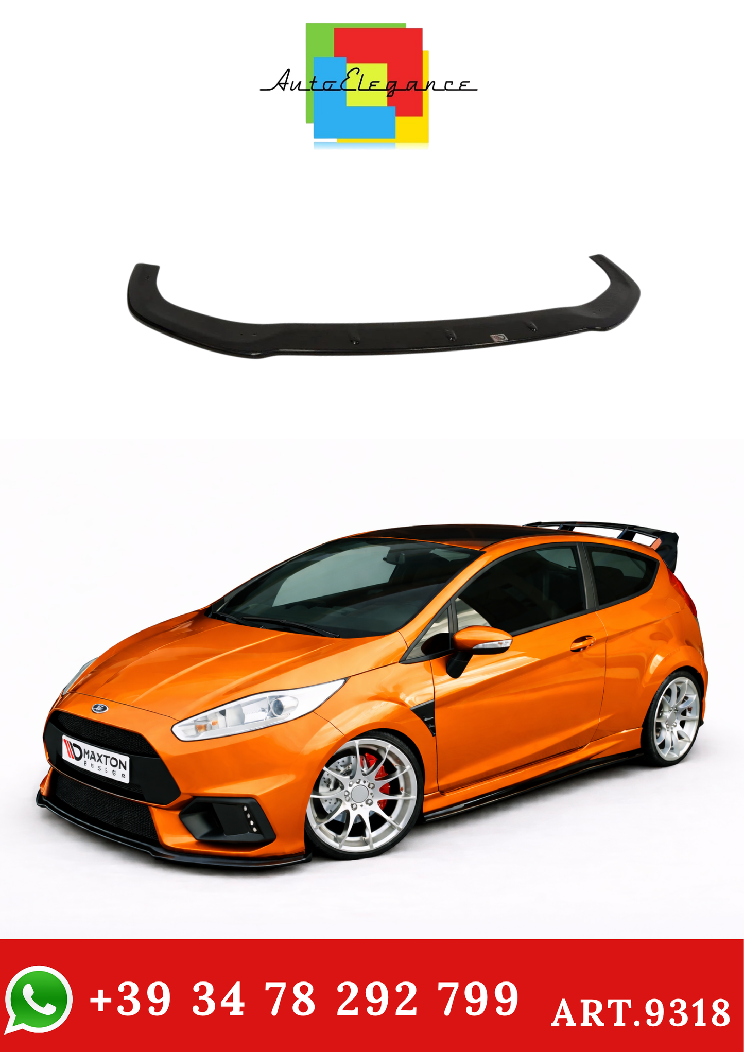 💫ART.9318 Splitter Anteriore (paraurti stile Focus RS) Ford Fiesta Mk7 FL💫