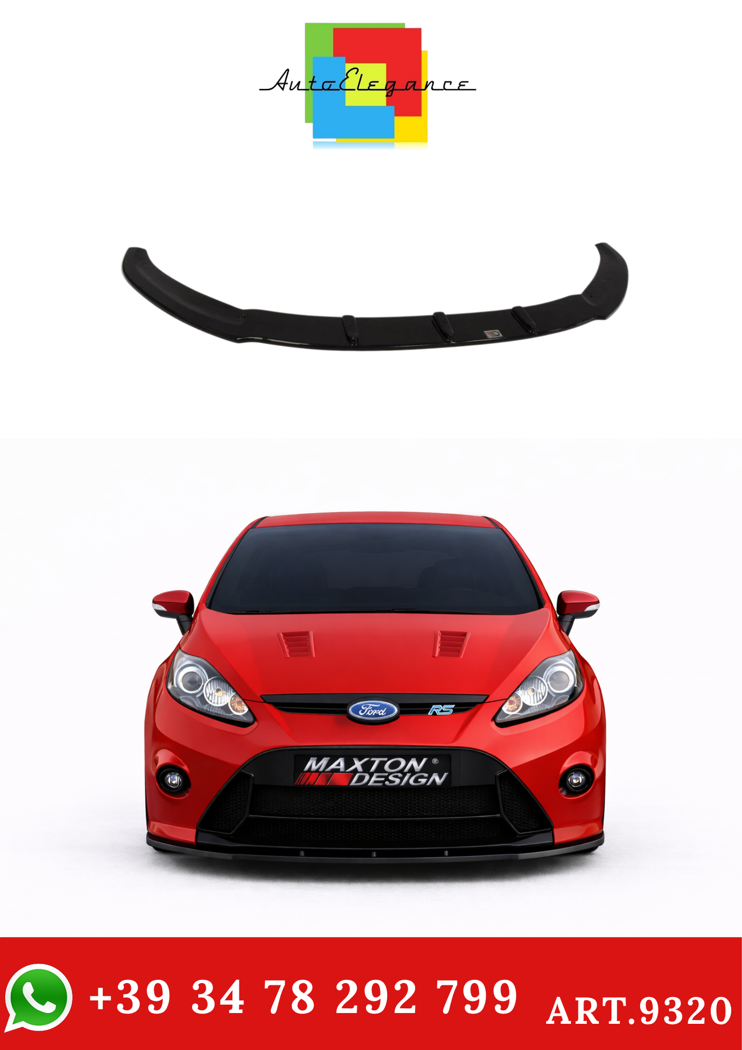 💫ART.9320 Splitter Anteriore (paraurti stile RS) per Ford Fiesta Mk7 2008-2012💫