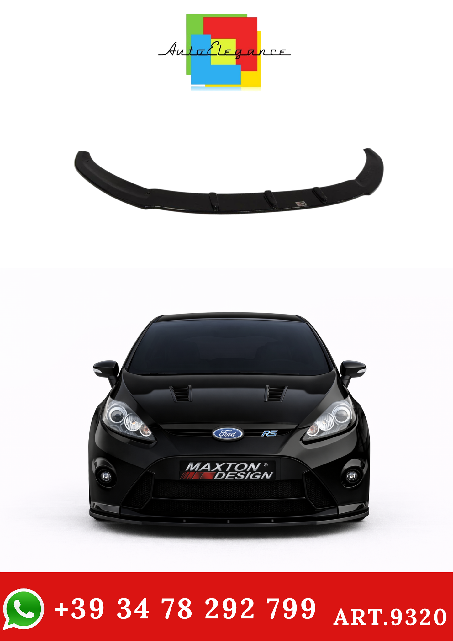💫ART.9320 Splitter Anteriore (paraurti stile RS) per Ford Fiesta Mk7 2008-2012💫