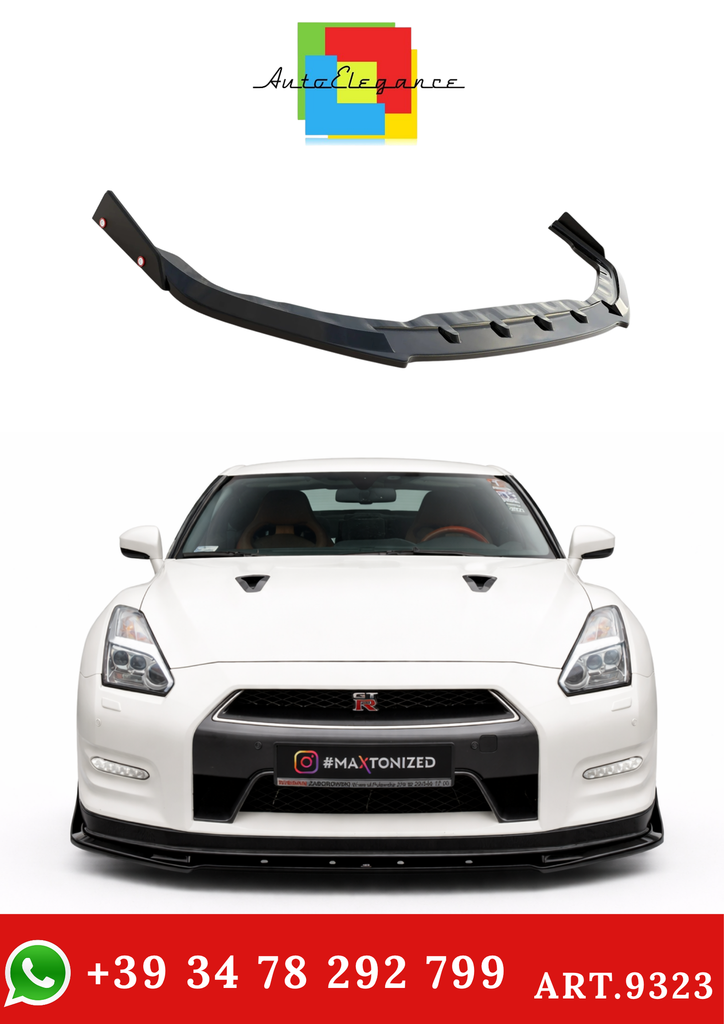 💫ART.9323 Splitter Anteriore + Flaps per Nissan GTR R35 Facelift 2011-2016💫