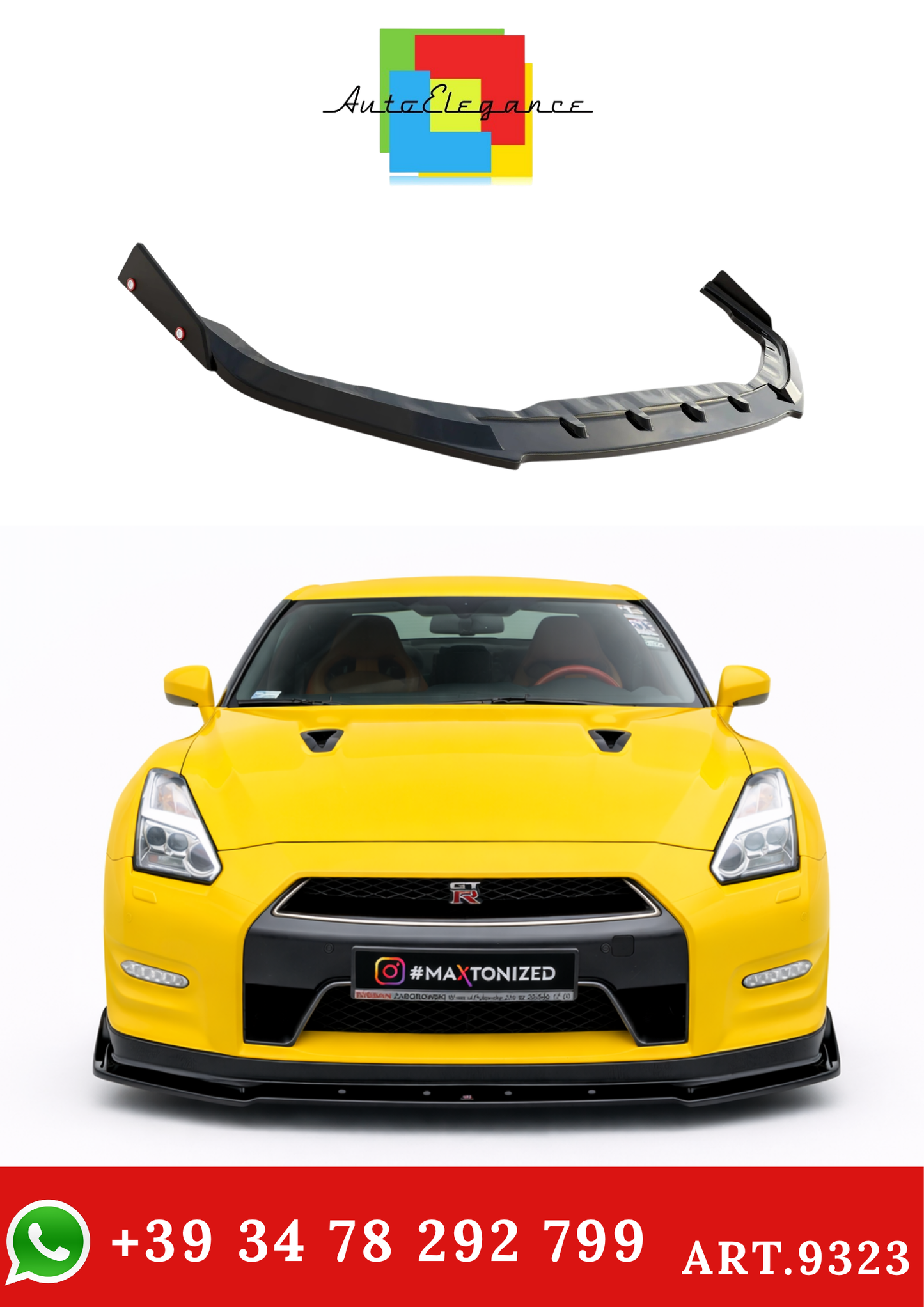 💫ART.9323 Splitter Anteriore + Flaps per Nissan GTR R35 Facelift 2011-2016💫