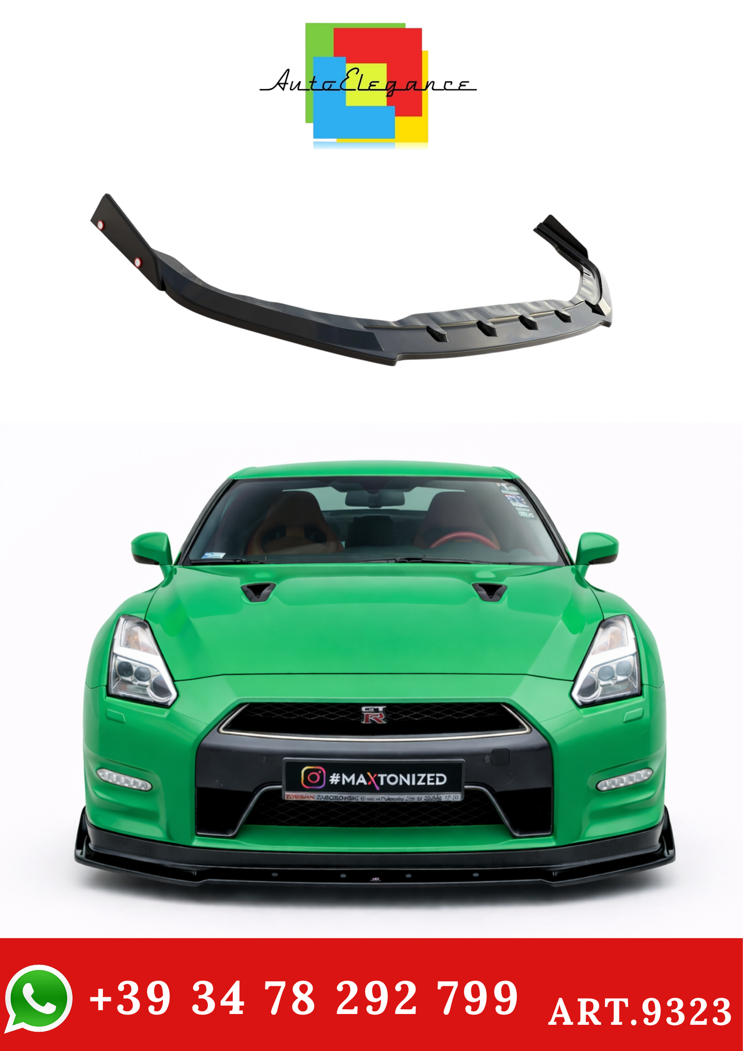 💫ART.9323 Splitter Anteriore + Flaps per Nissan GTR R35 Facelift 2011-2016💫