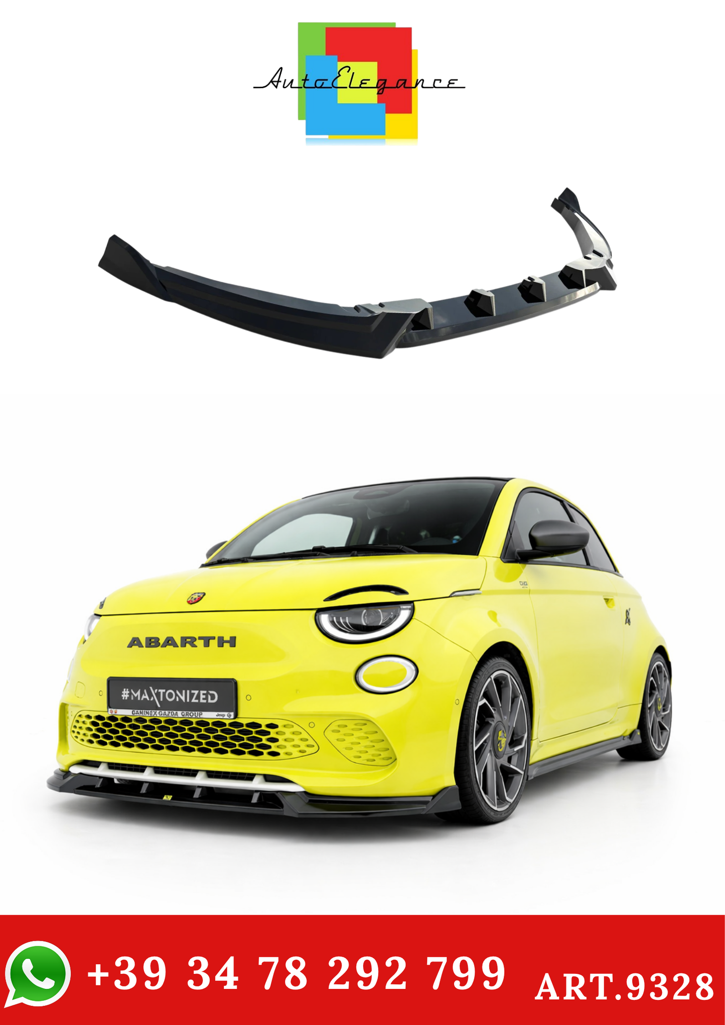 💫ART.9328 Splitter Anteriore Nero Lucido per Abarth 500e 2023+💫