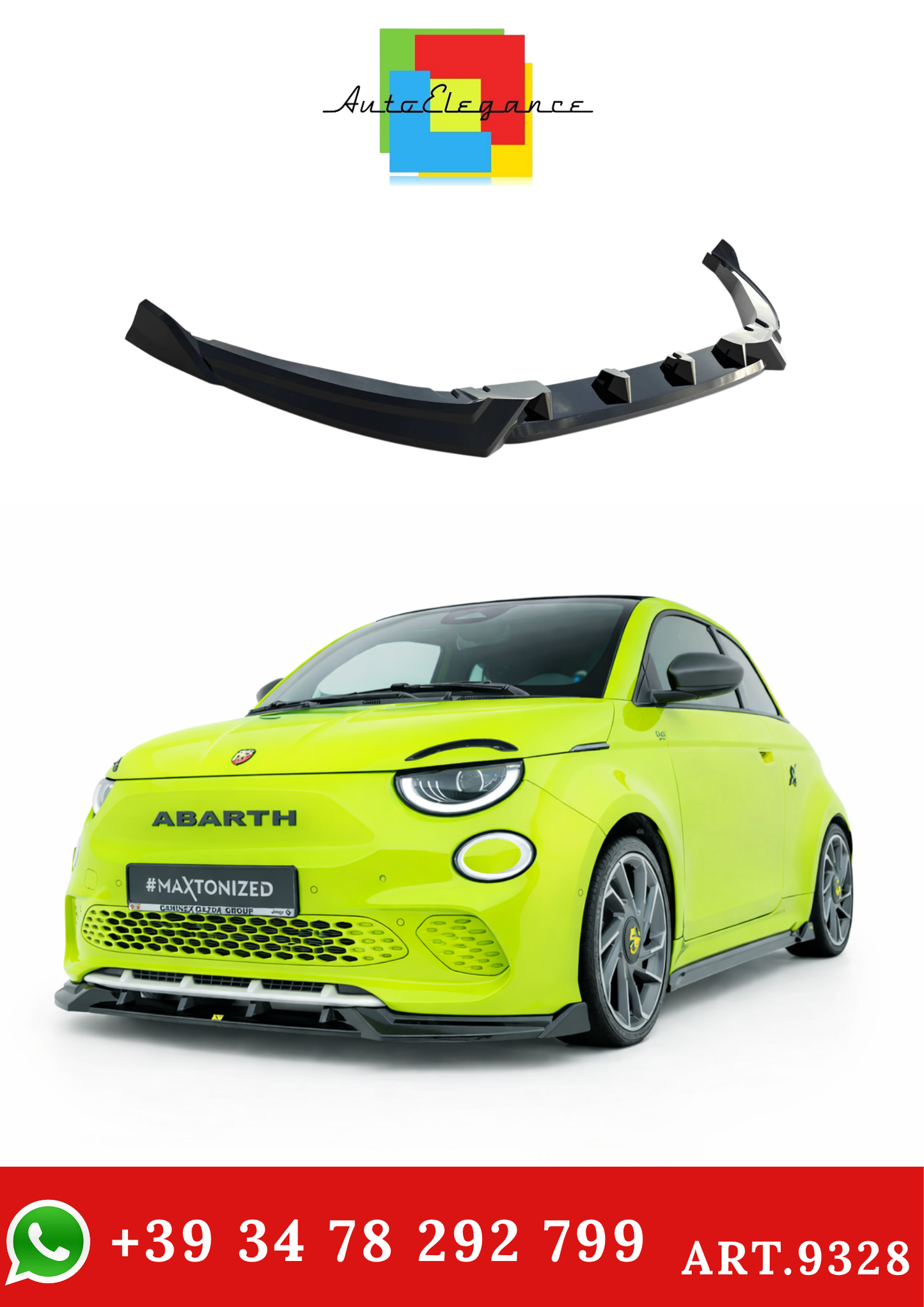 💫ART.9328 Splitter Anteriore Nero Lucido per Abarth 500e 2023+💫
