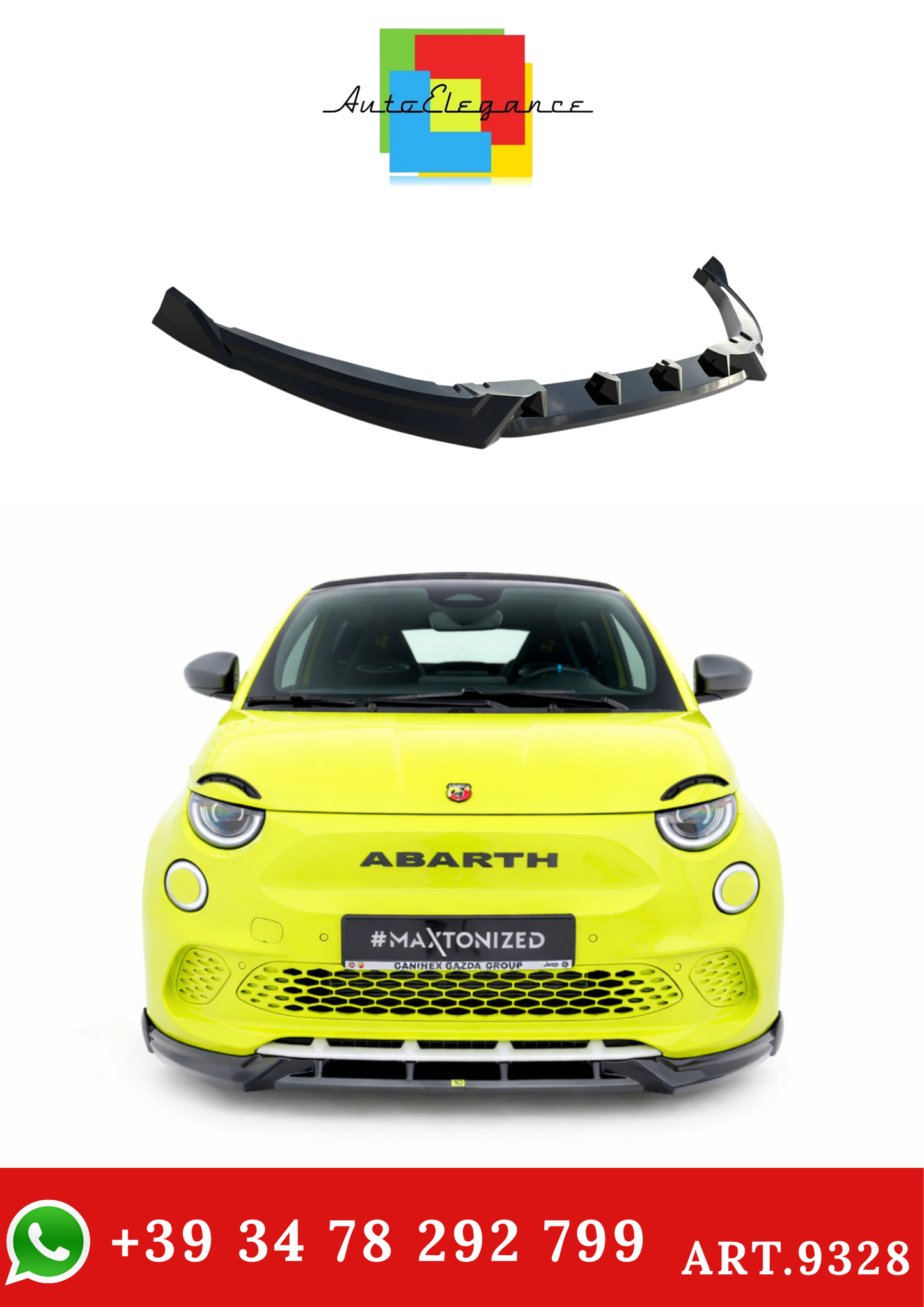💫ART.9328 Splitter Anteriore Nero Lucido per Abarth 500e 2023+💫