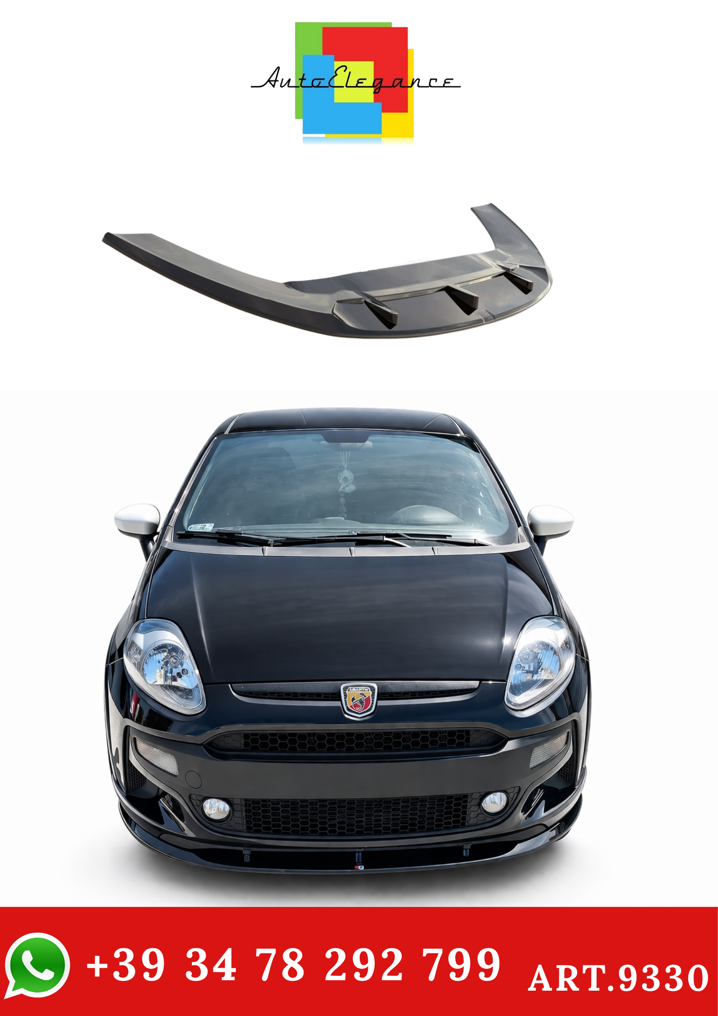 💫ART.9330 Splitter Anteriore Nero Lucido per Abarth Punto Evo 2010-2014💫