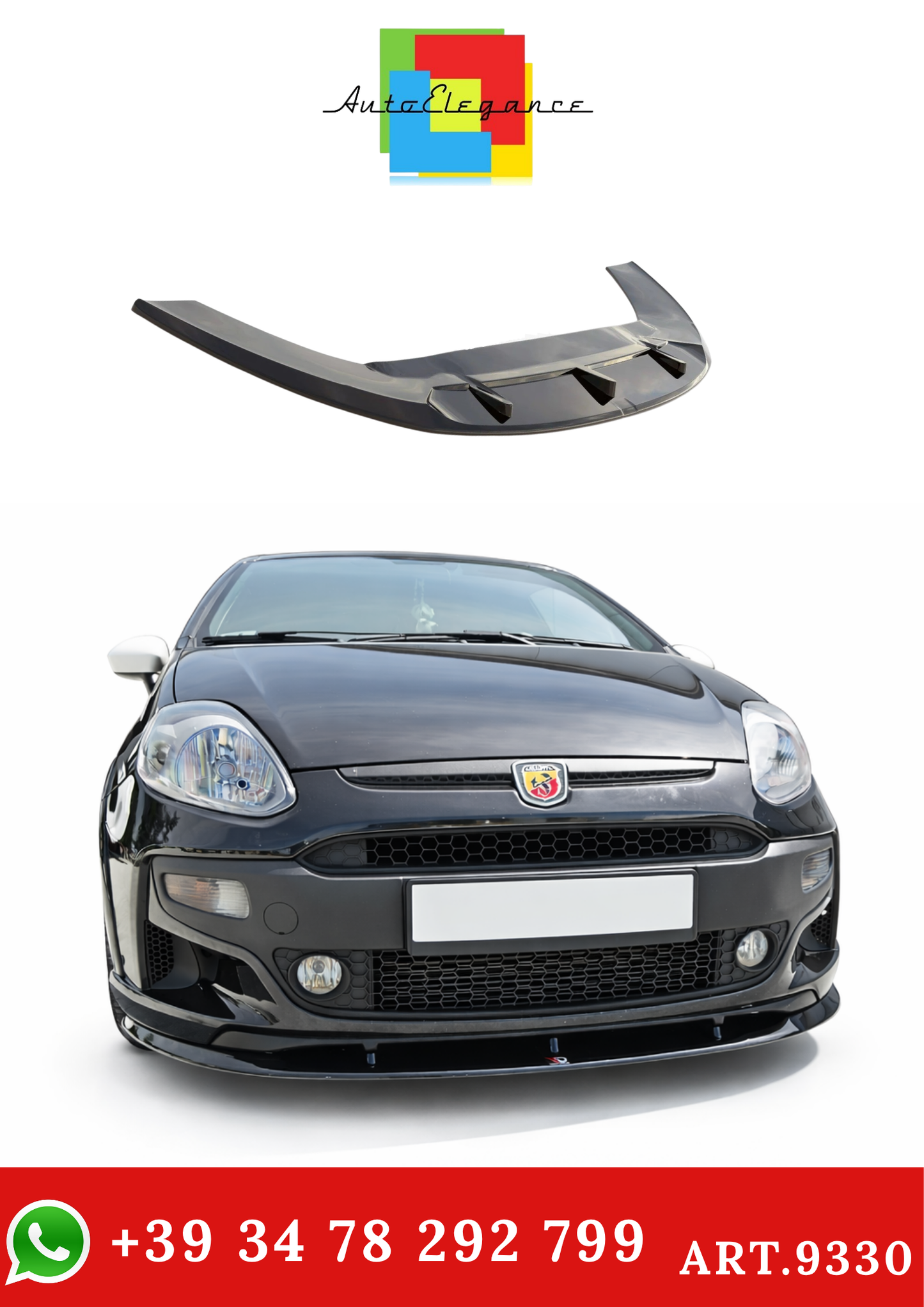💫ART.9330 Splitter Anteriore Nero Lucido per Abarth Punto Evo 2010-2014💫