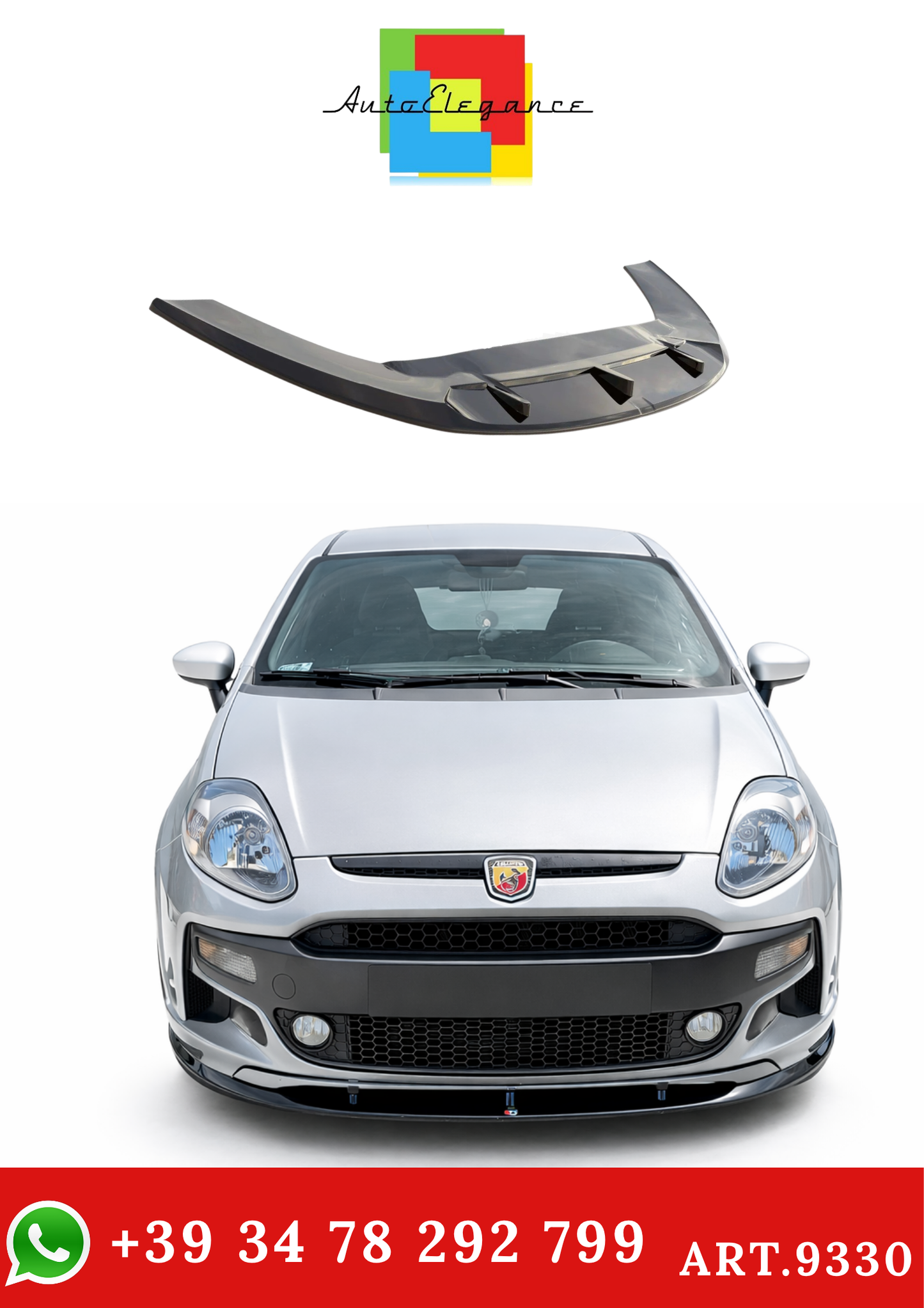 💫ART.9330 Splitter Anteriore Nero Lucido per Abarth Punto Evo 2010-2014💫