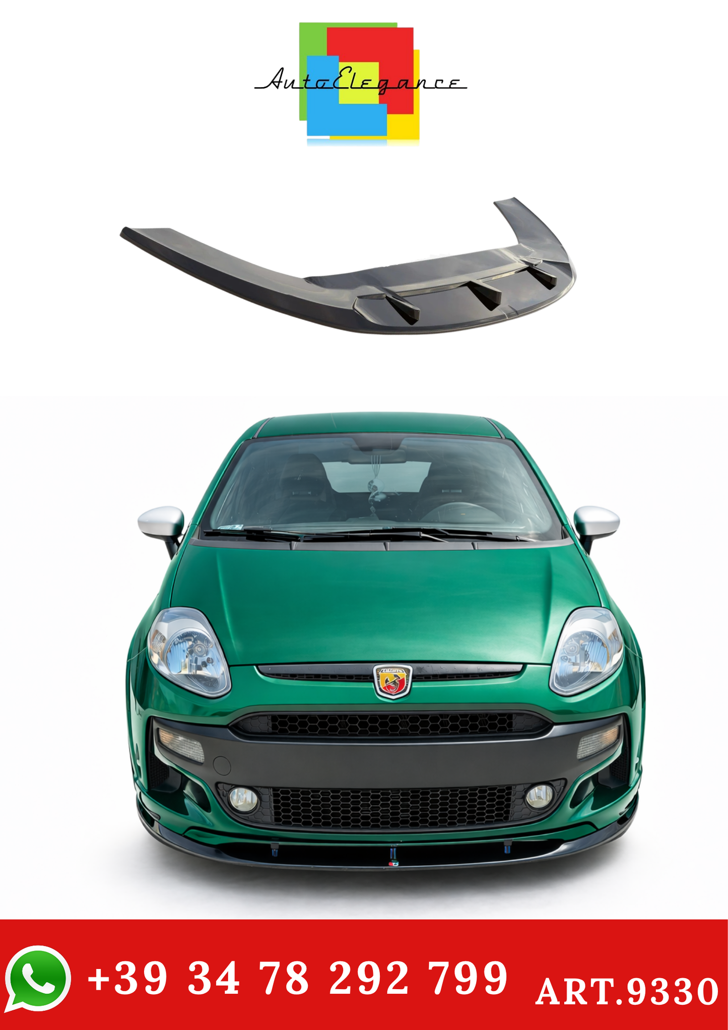 💫ART.9330 Splitter Anteriore Nero Lucido per Abarth Punto Evo 2010-2014💫