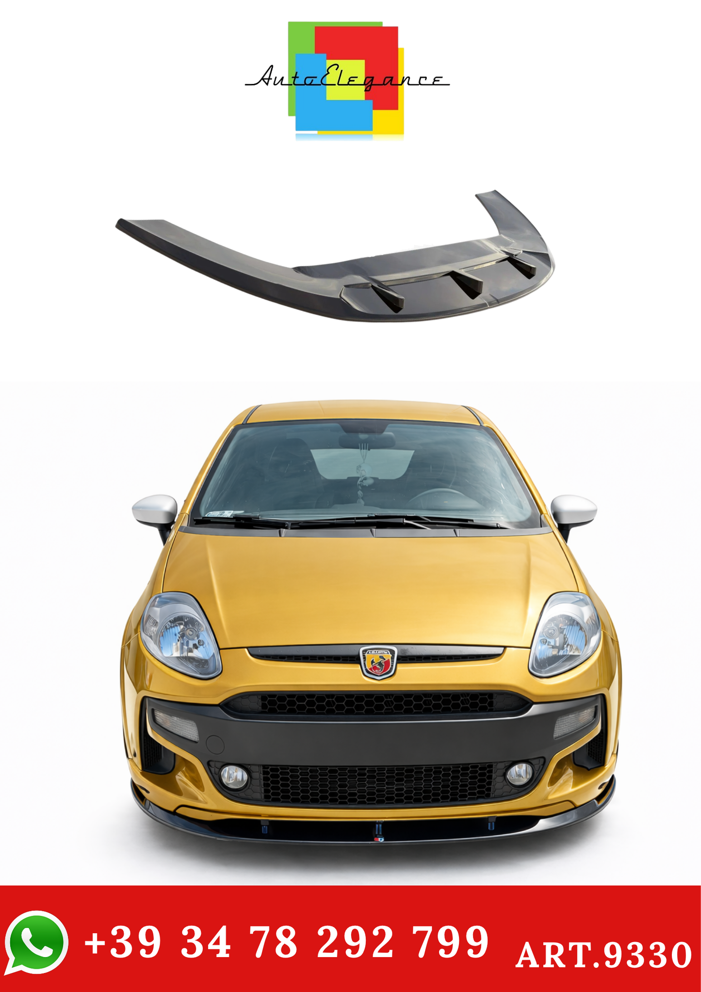 💫ART.9330 Splitter Anteriore Nero Lucido per Abarth Punto Evo 2010-2014💫