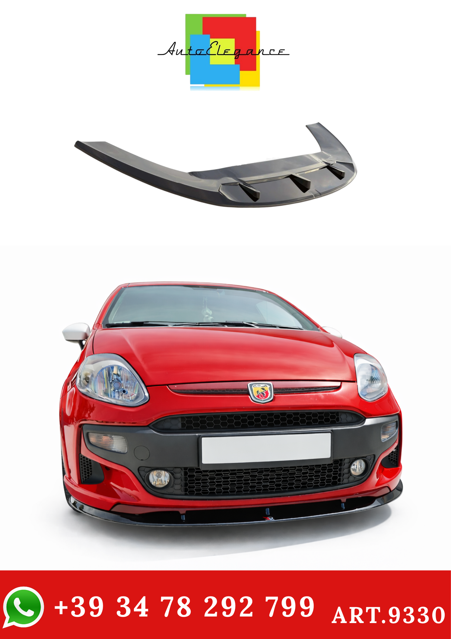 💫ART.9330 Splitter Anteriore Nero Lucido per Abarth Punto Evo 2010-2014💫