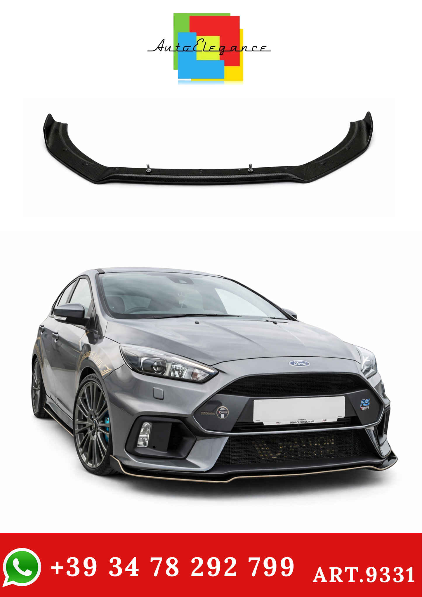 💫ART.9331 Splitter Anteriore in fibra di vetro per Ford Focus RS Mk3💫