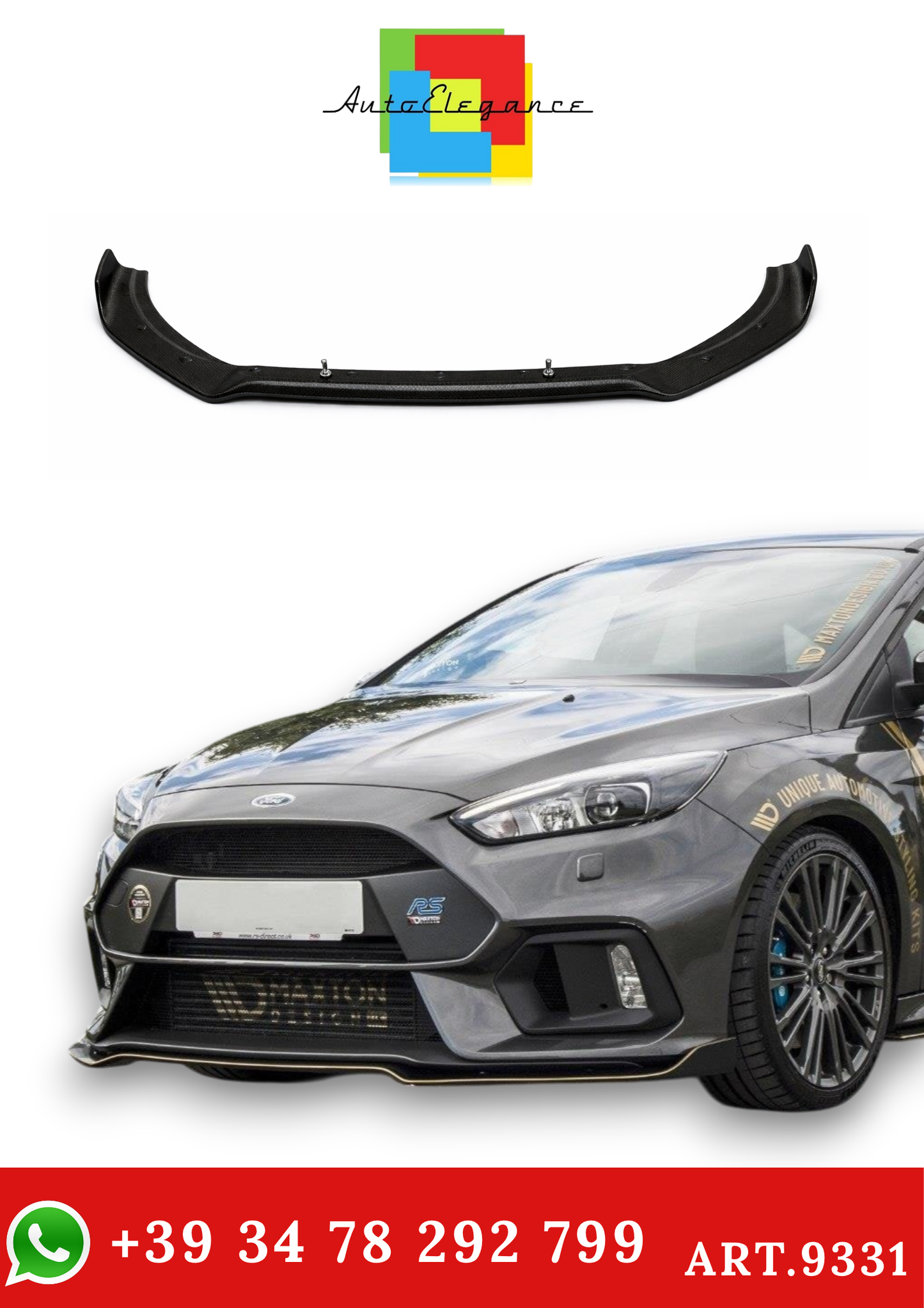 💫ART.9331 Splitter Anteriore in fibra di vetro per Ford Focus RS Mk3💫